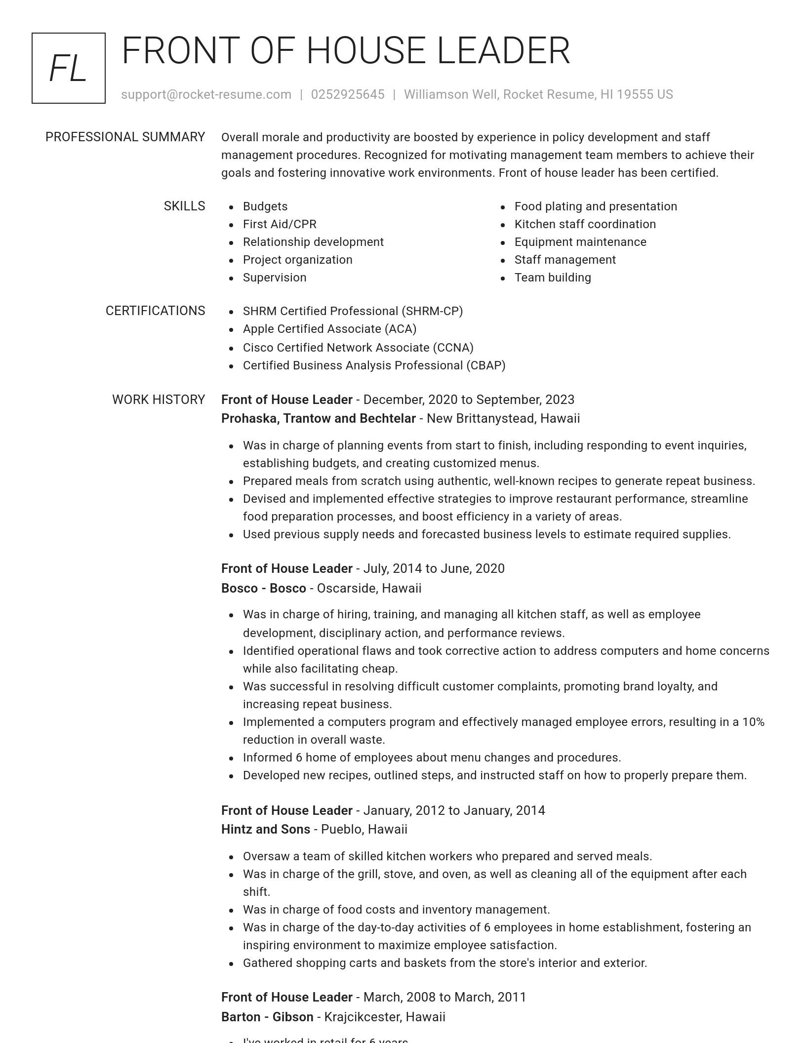 Renowned resume template