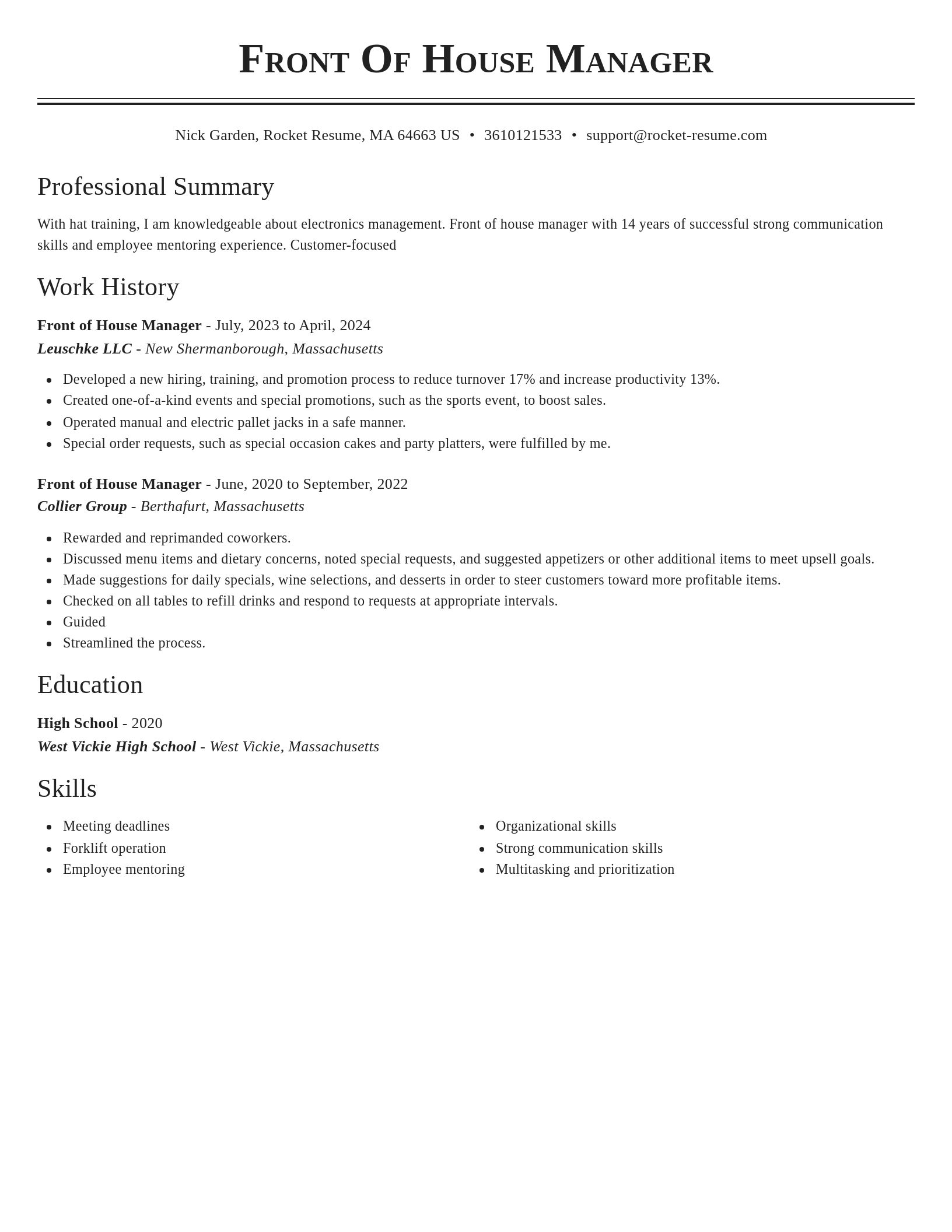 Classic resume template