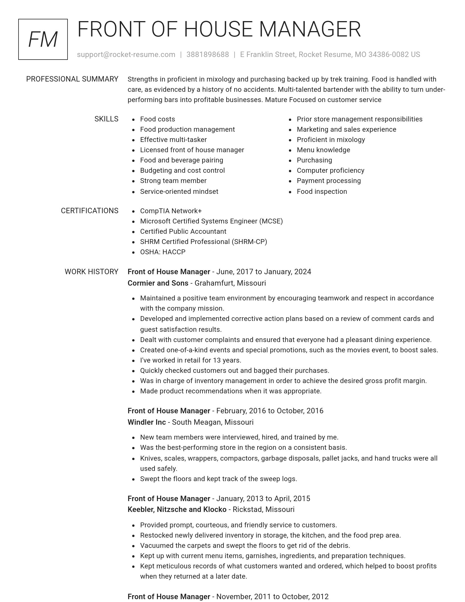 Renowned resume template