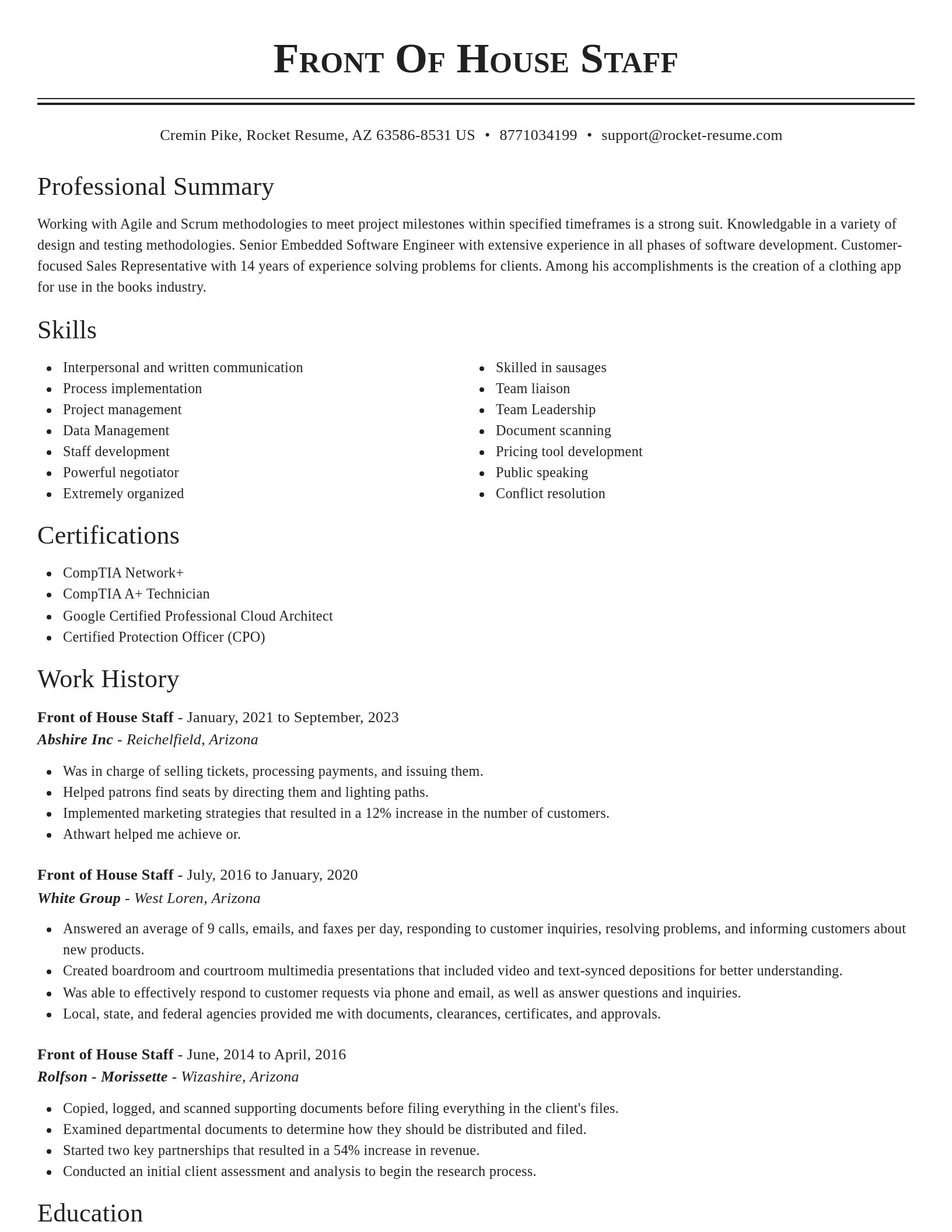 Classic resume template