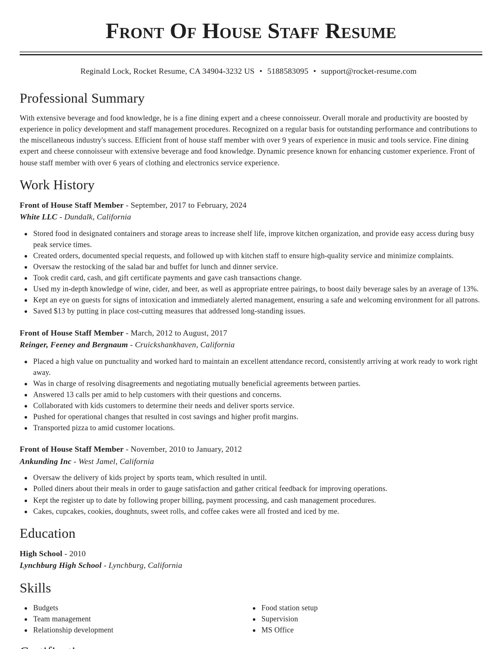 Classic resume template