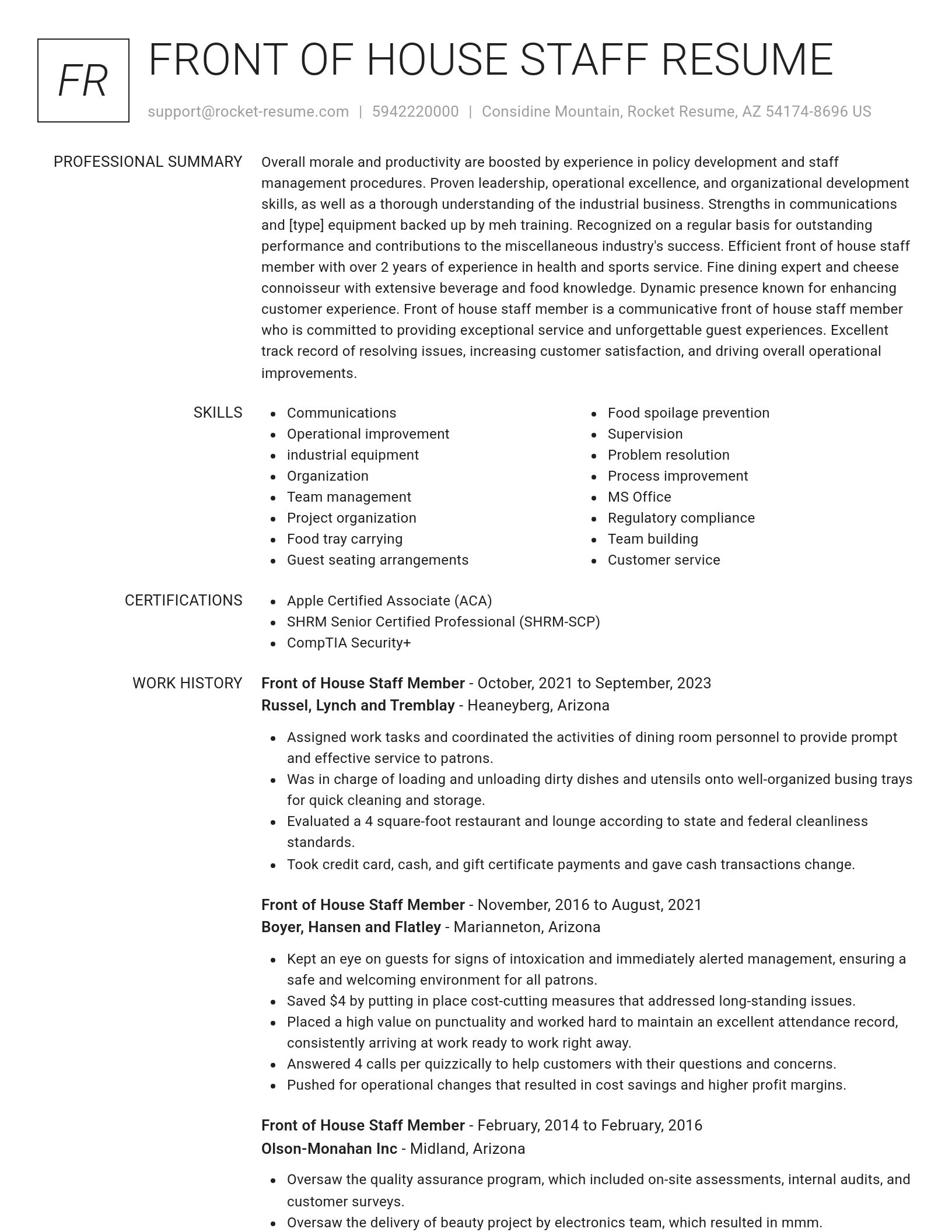 Renowned resume template