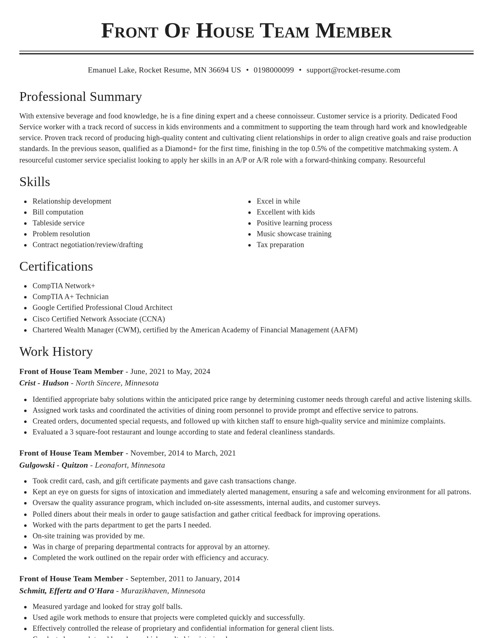 Classic resume template