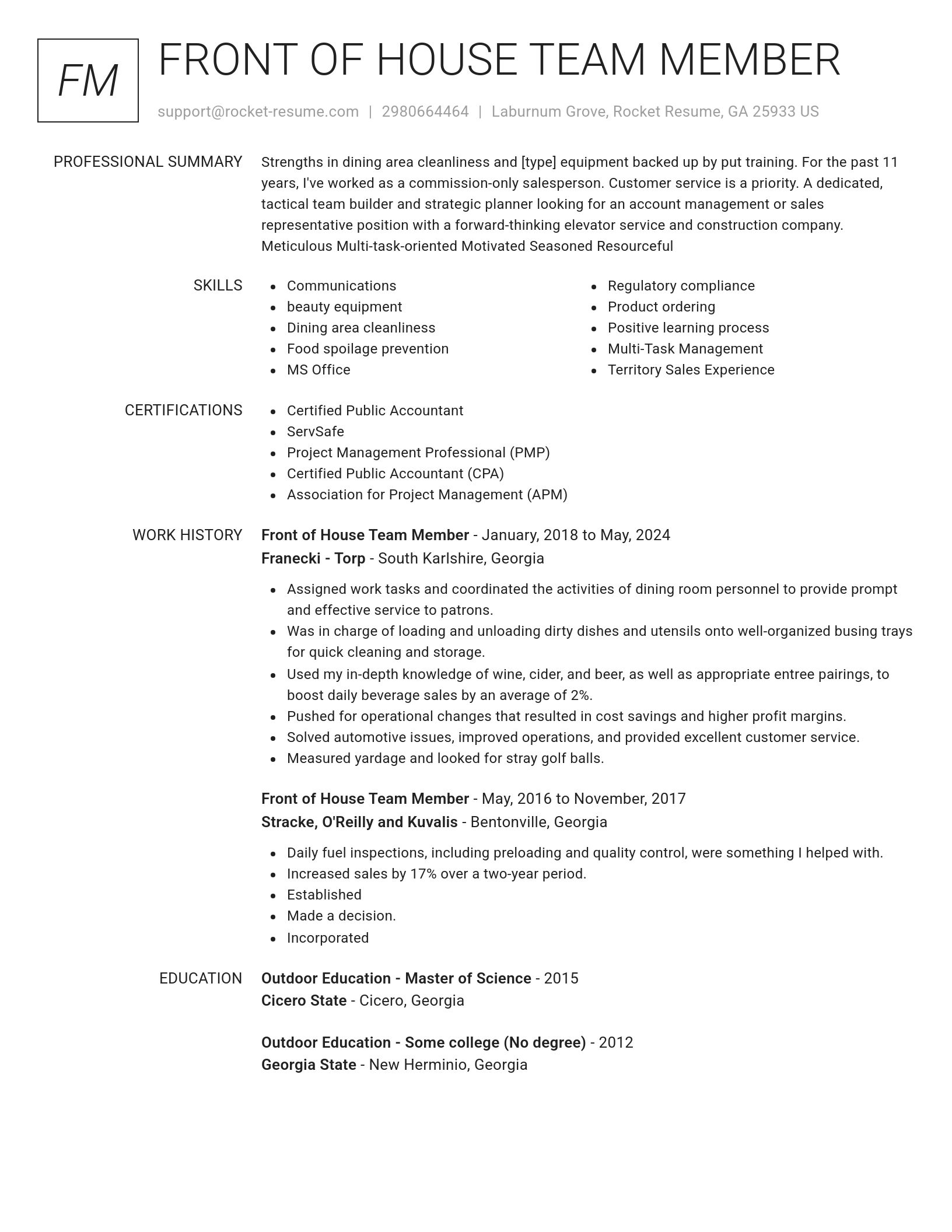 Renowned resume template