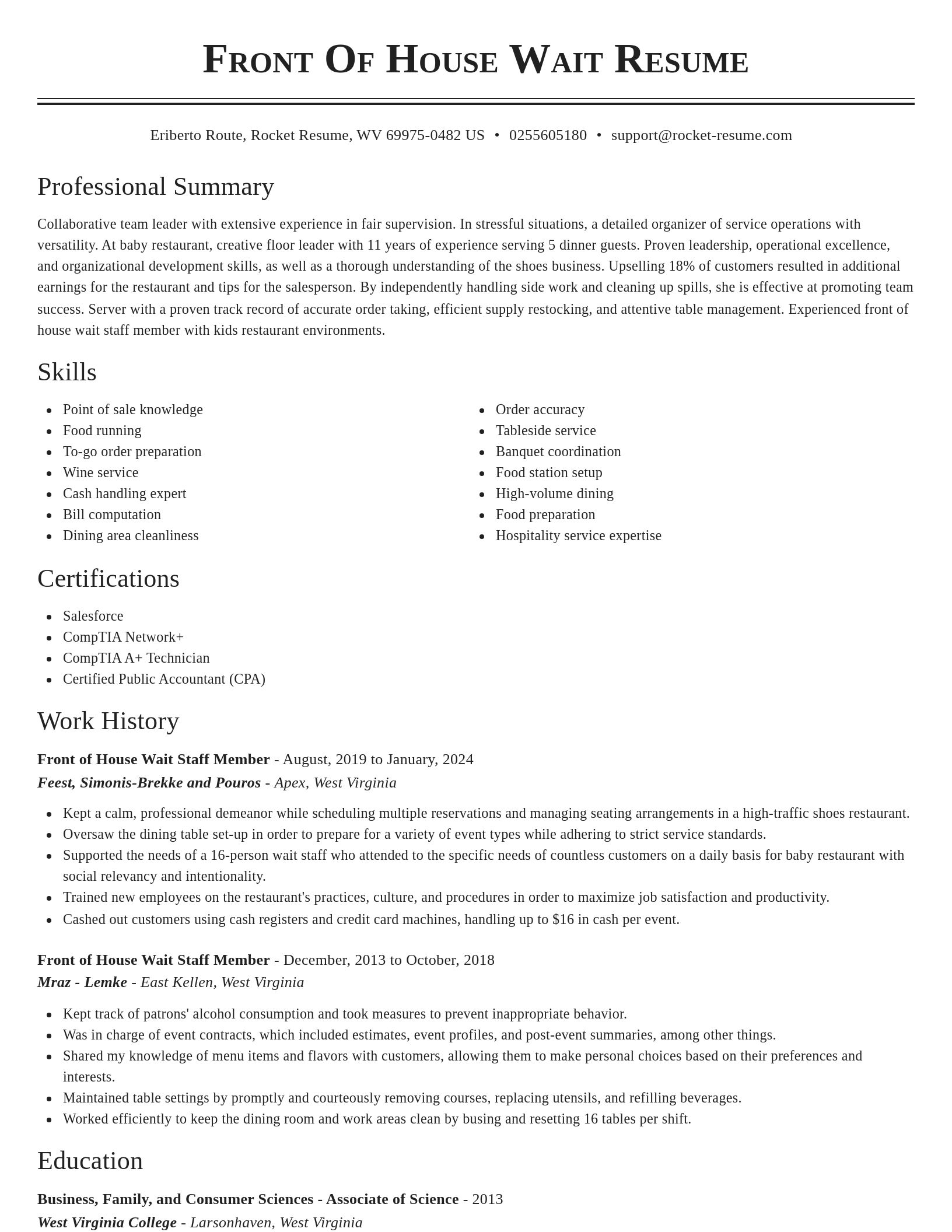 Classic resume template