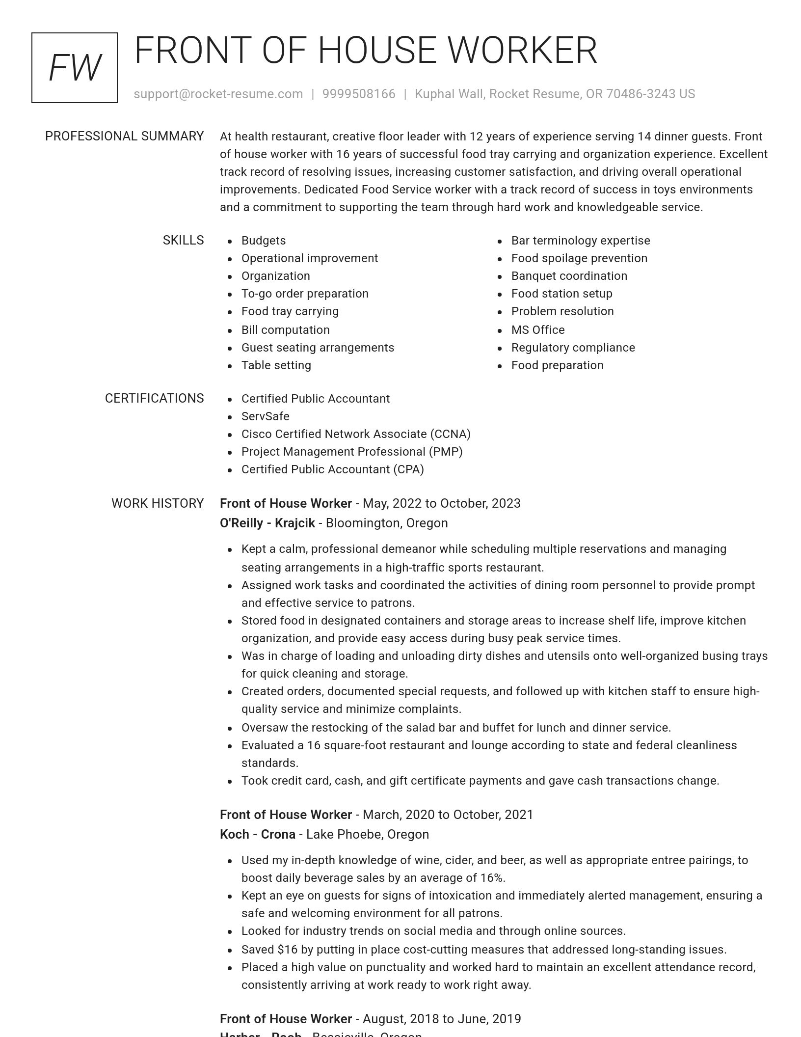 Renowned resume template