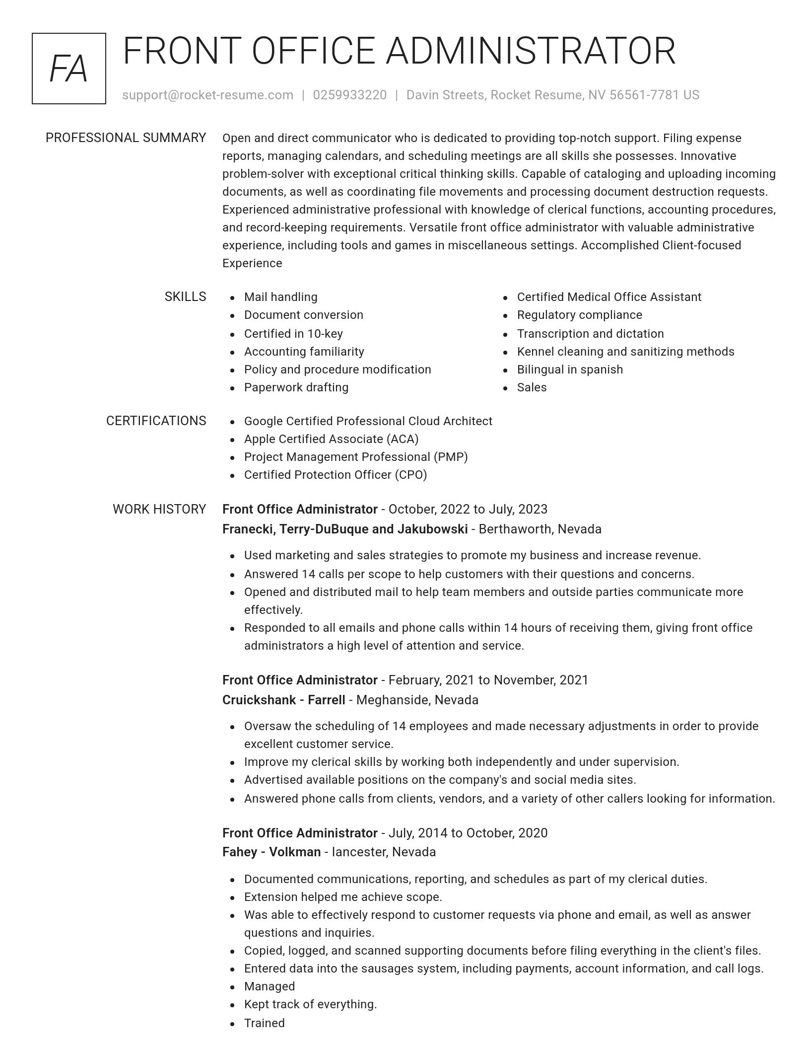 Renowned resume template