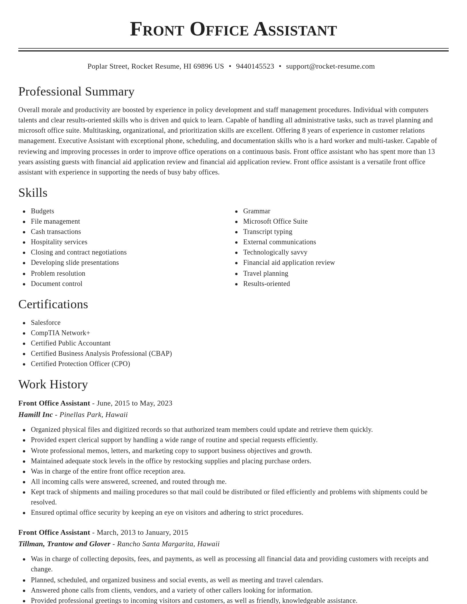 Classic resume template