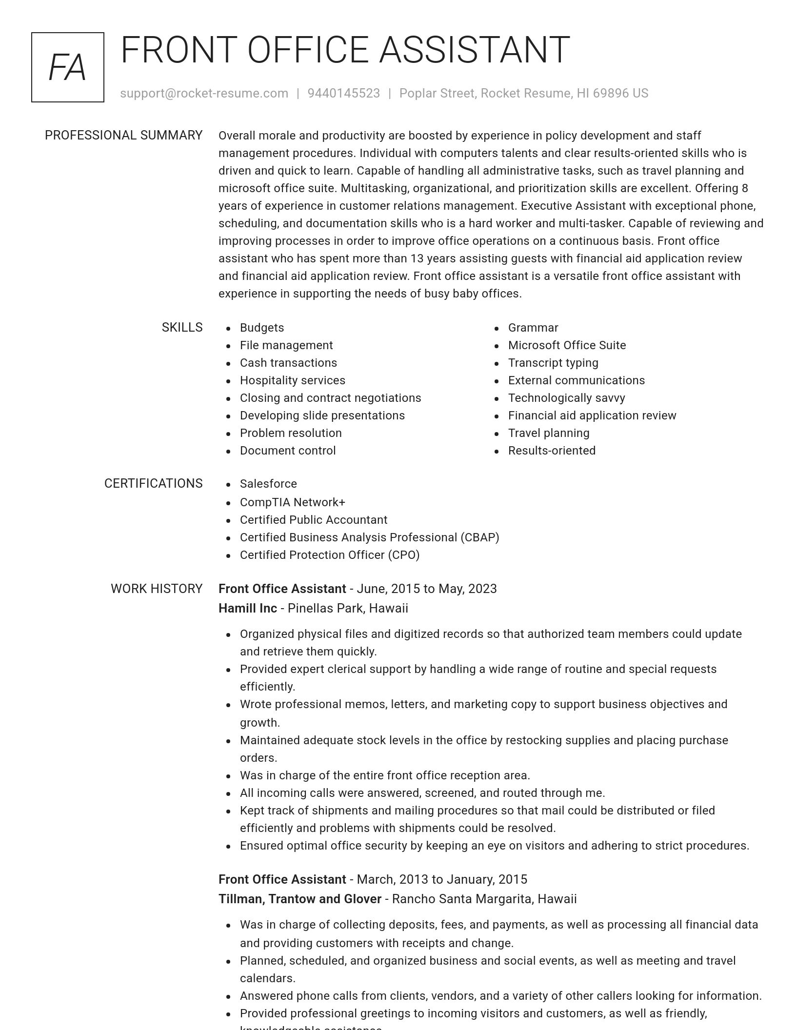 Renowned resume template