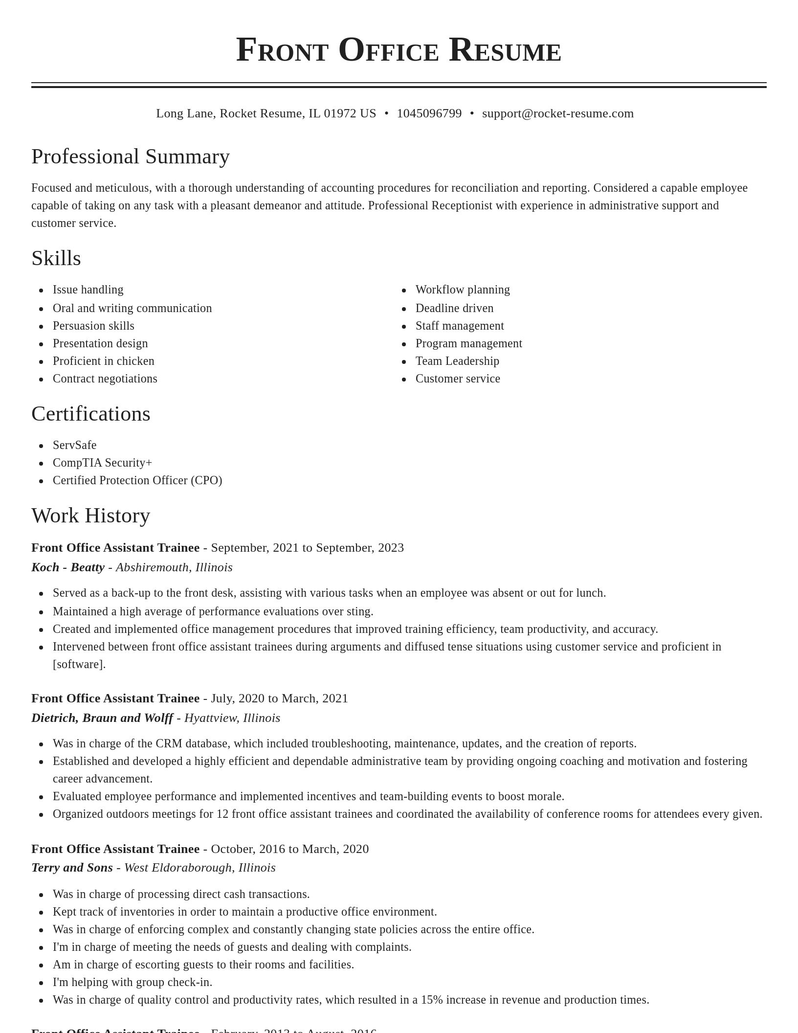 Classic resume template
