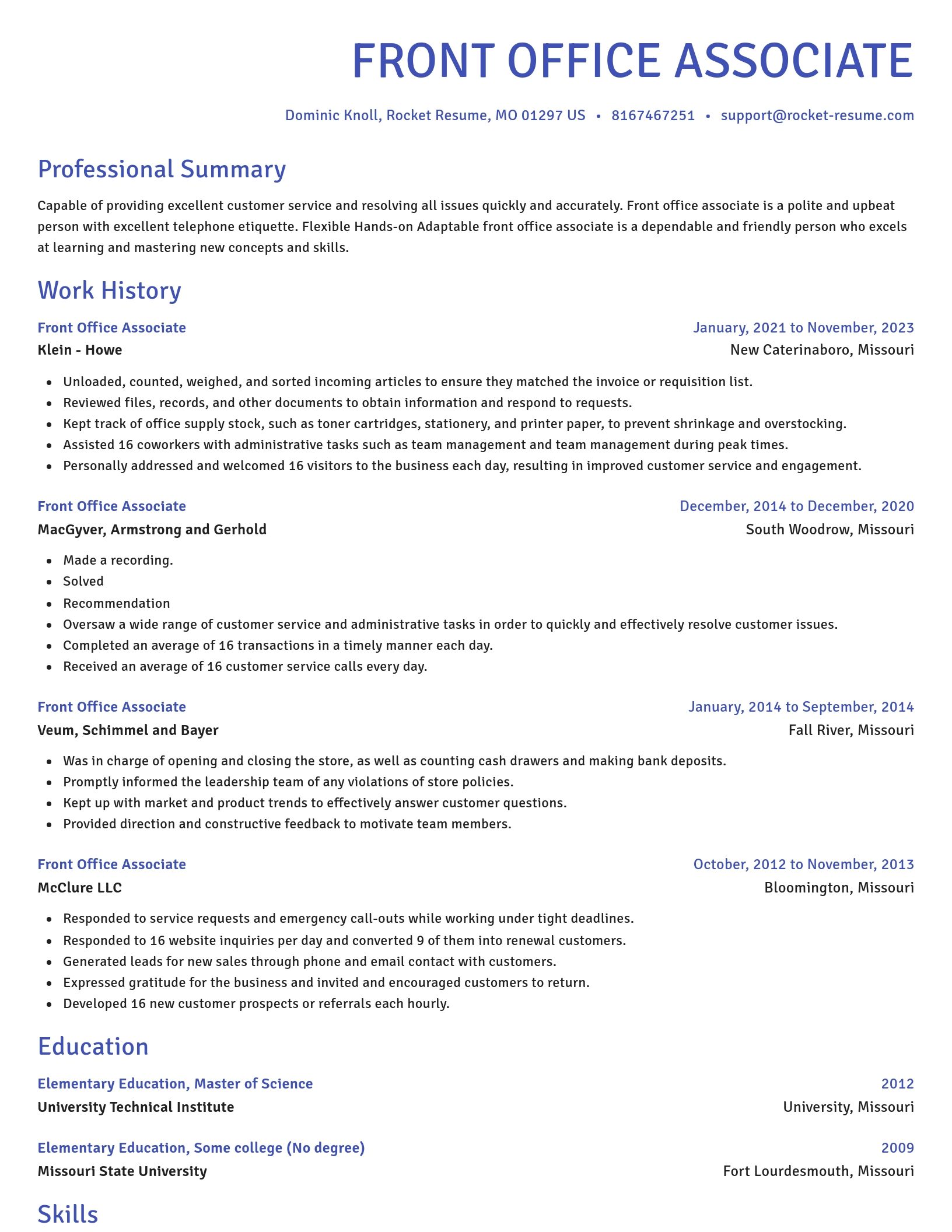 Novel resume template