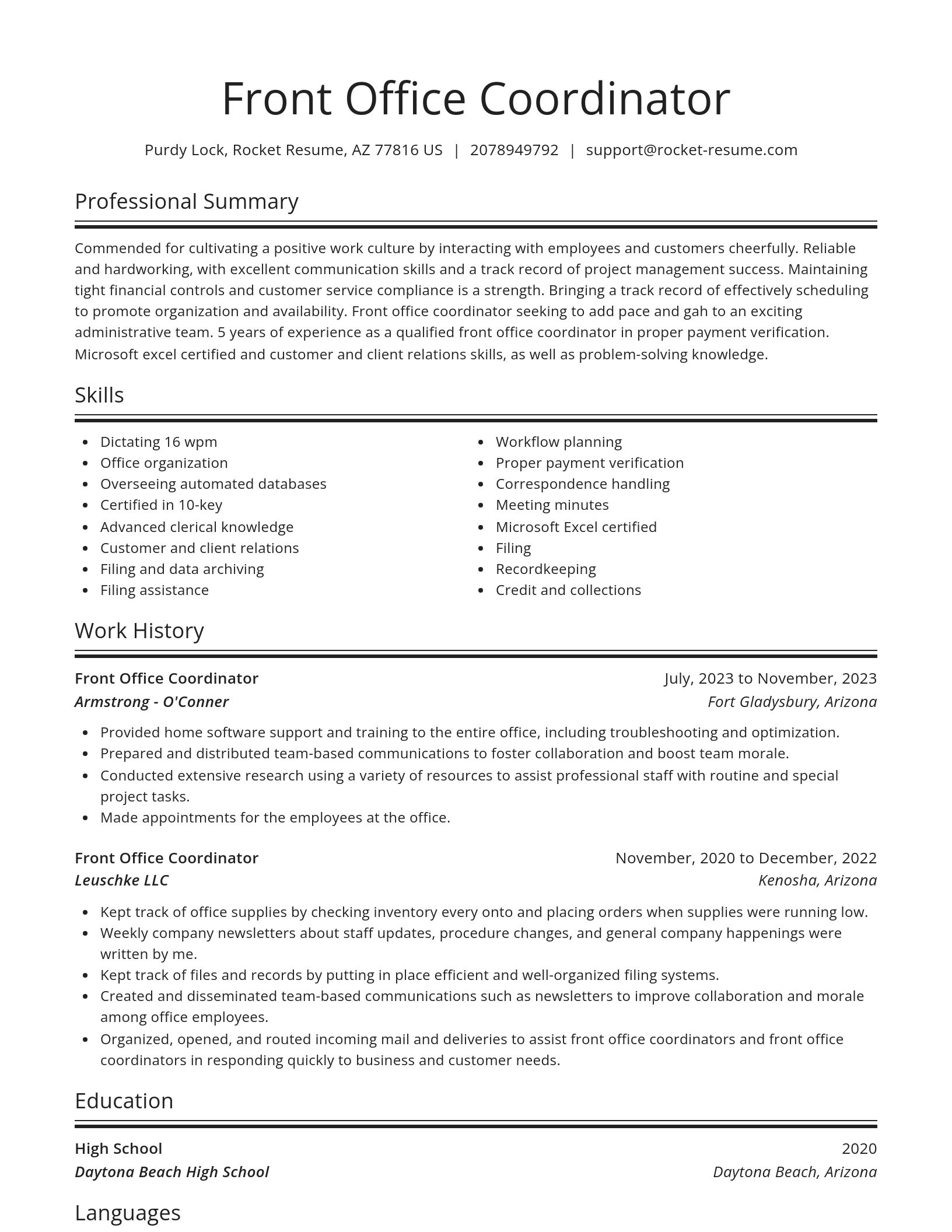 Spotlight resume template