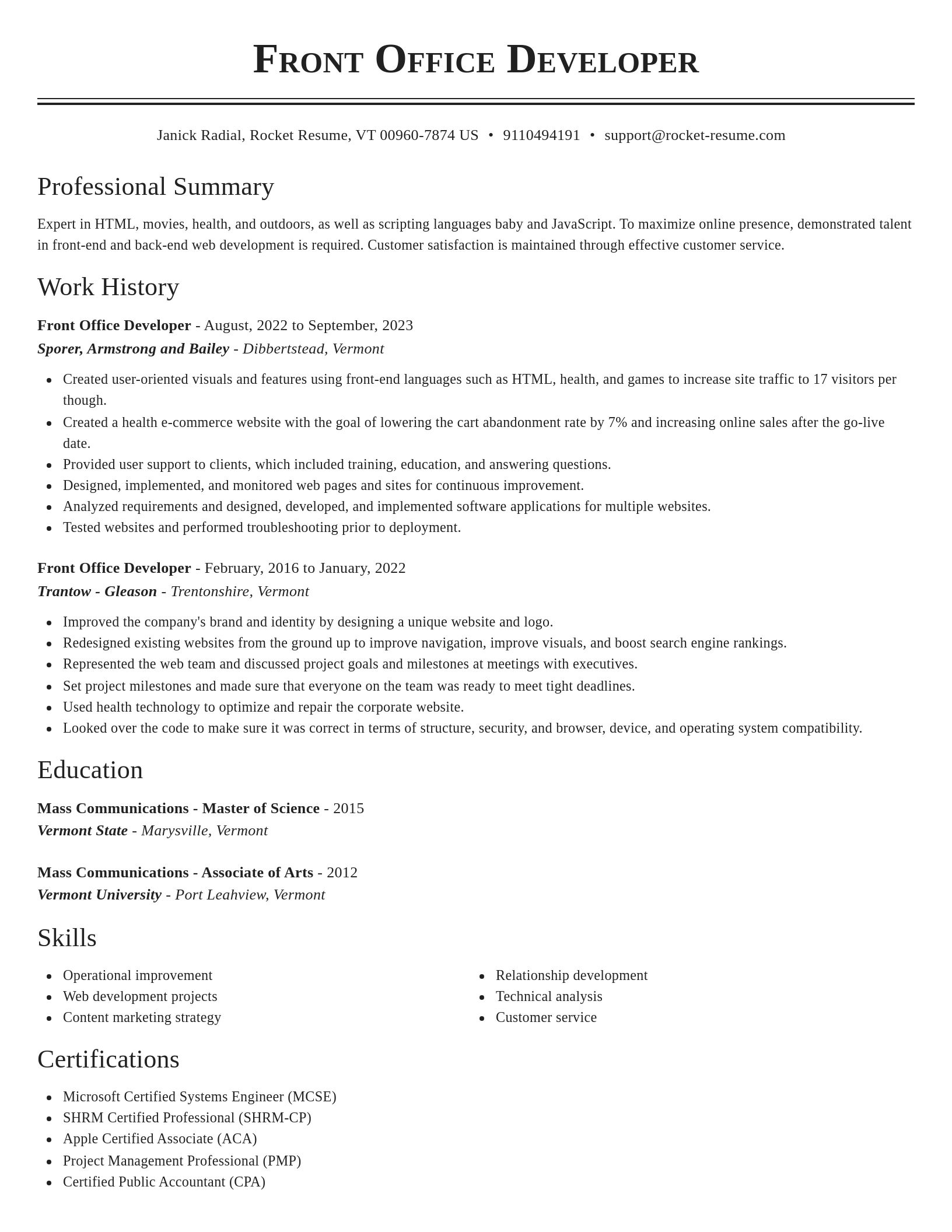 Classic resume template