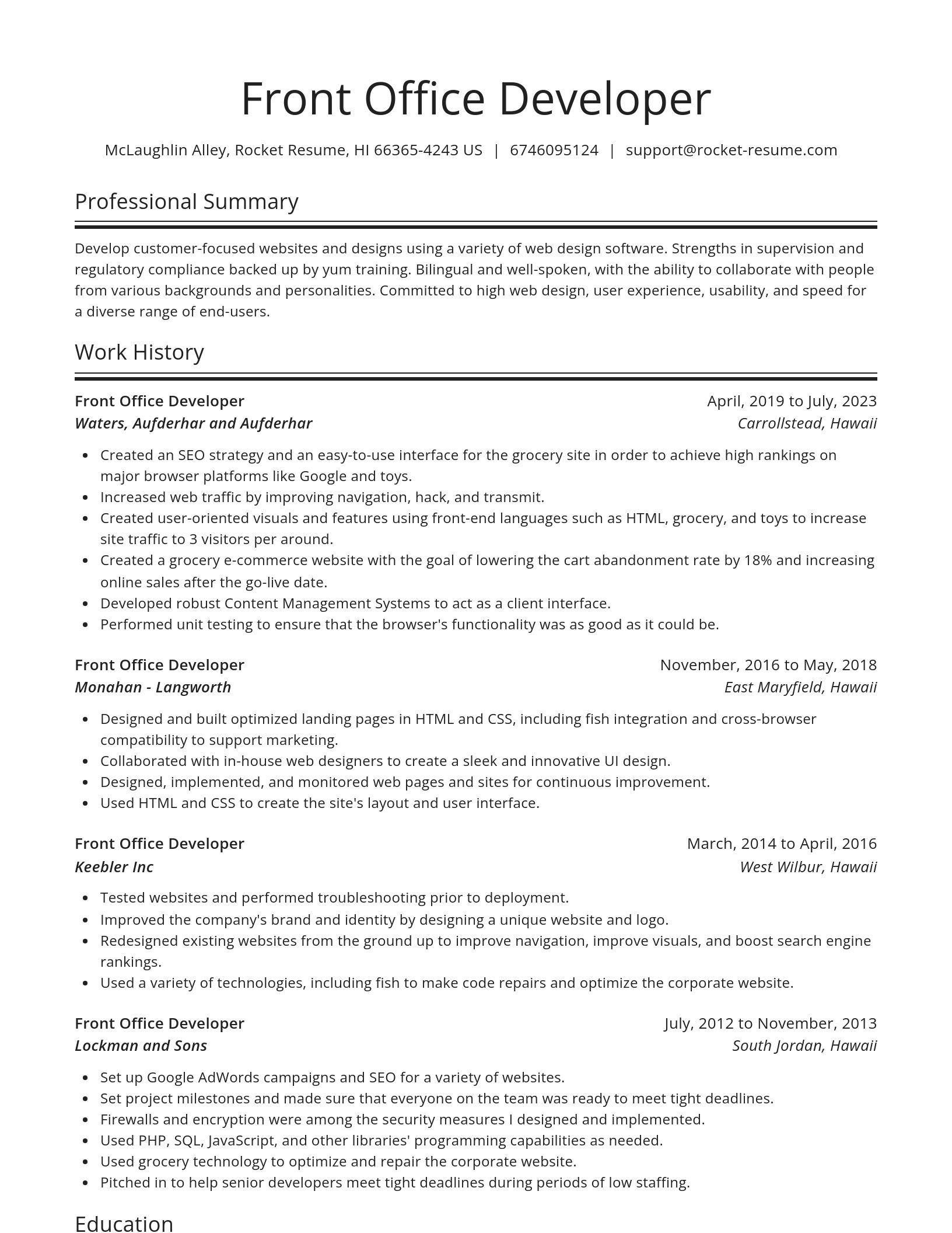 Spotlight resume template