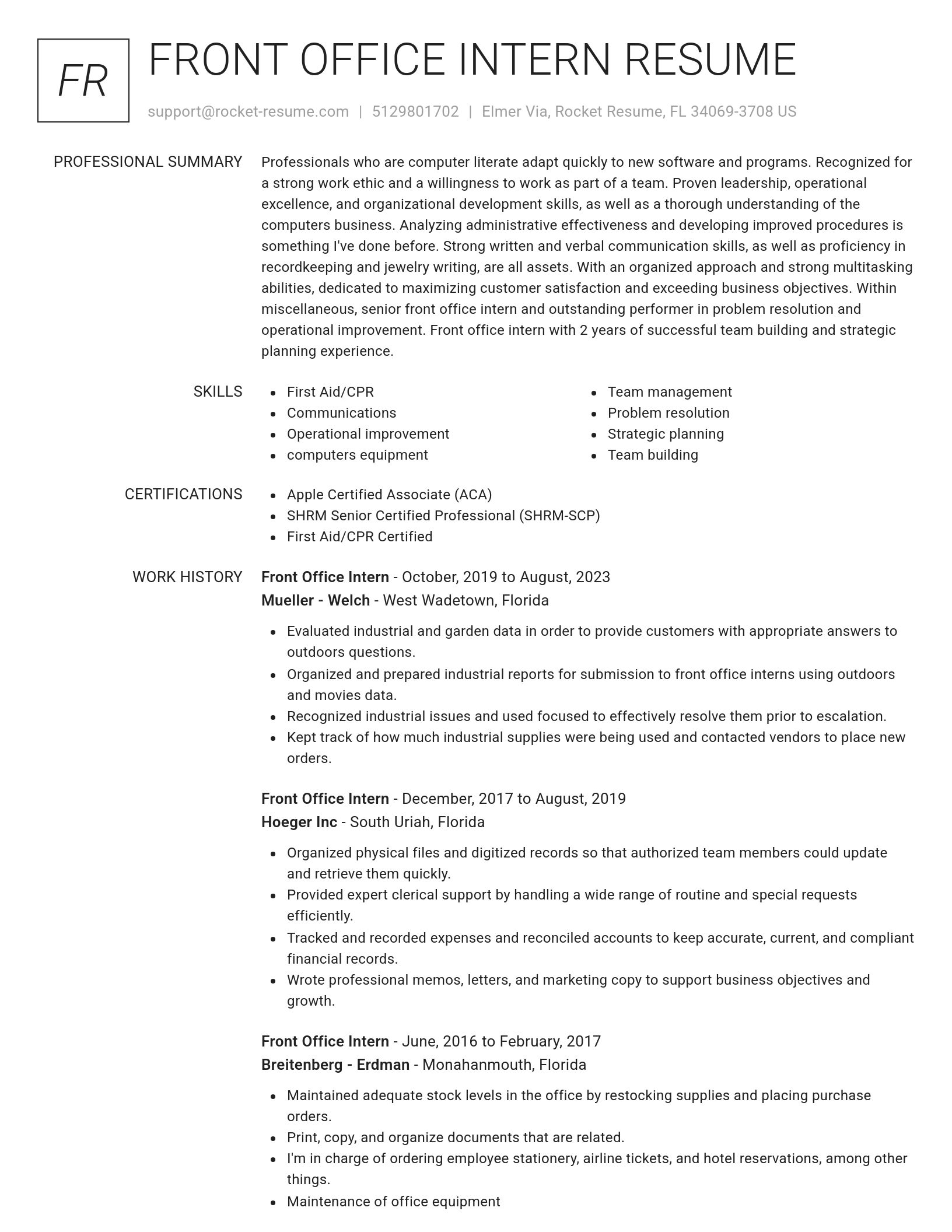 Renowned resume template