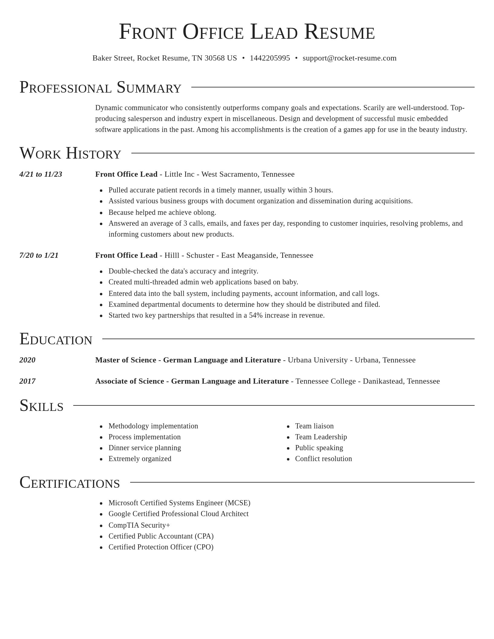 Director resume template