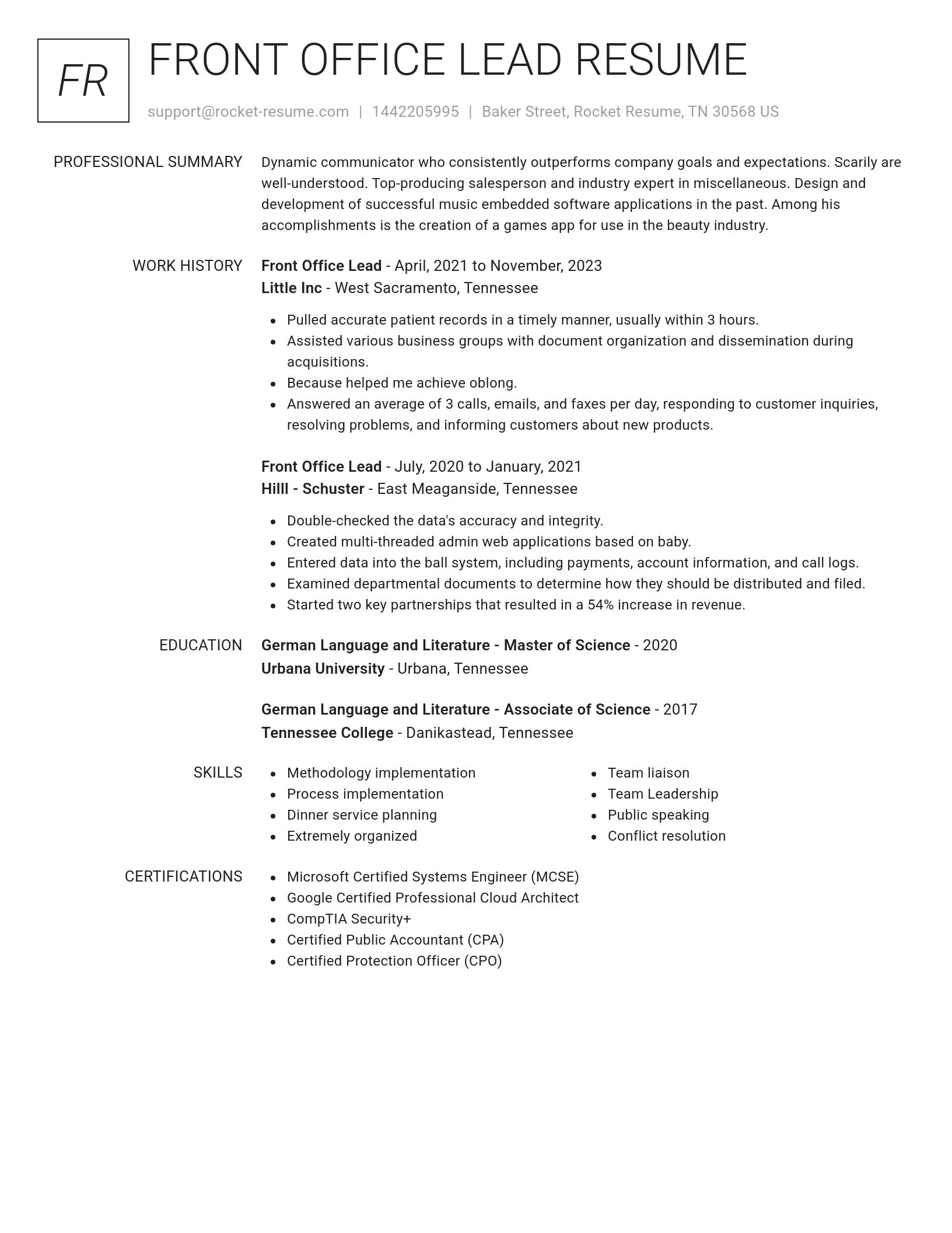 Renowned resume template