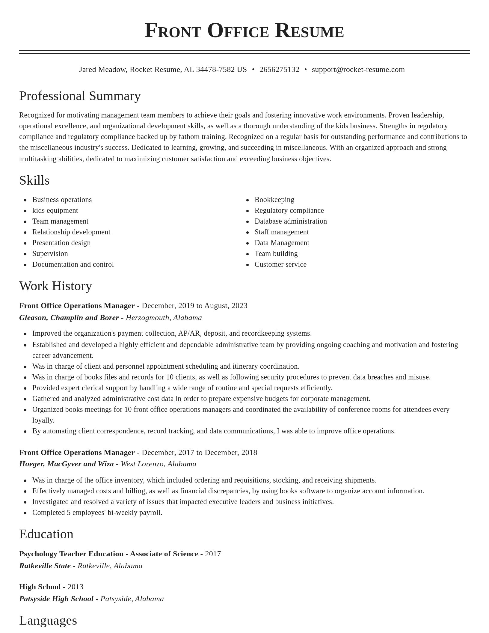 Classic resume template