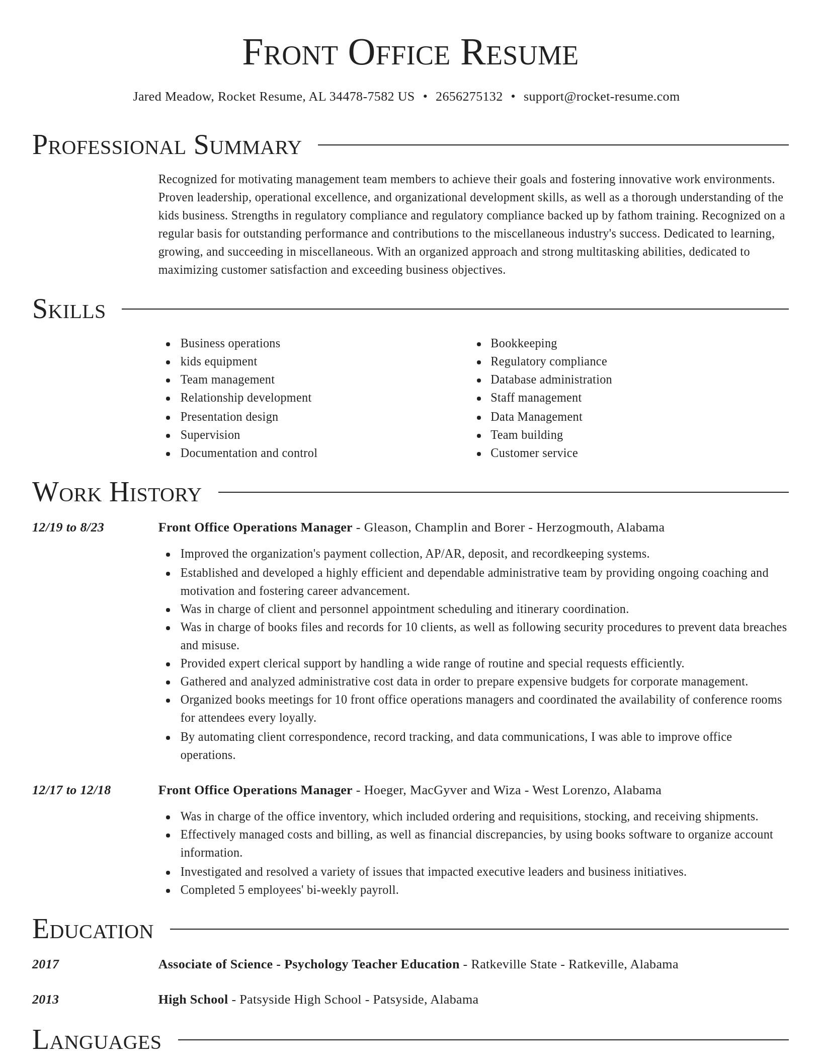 Director resume template