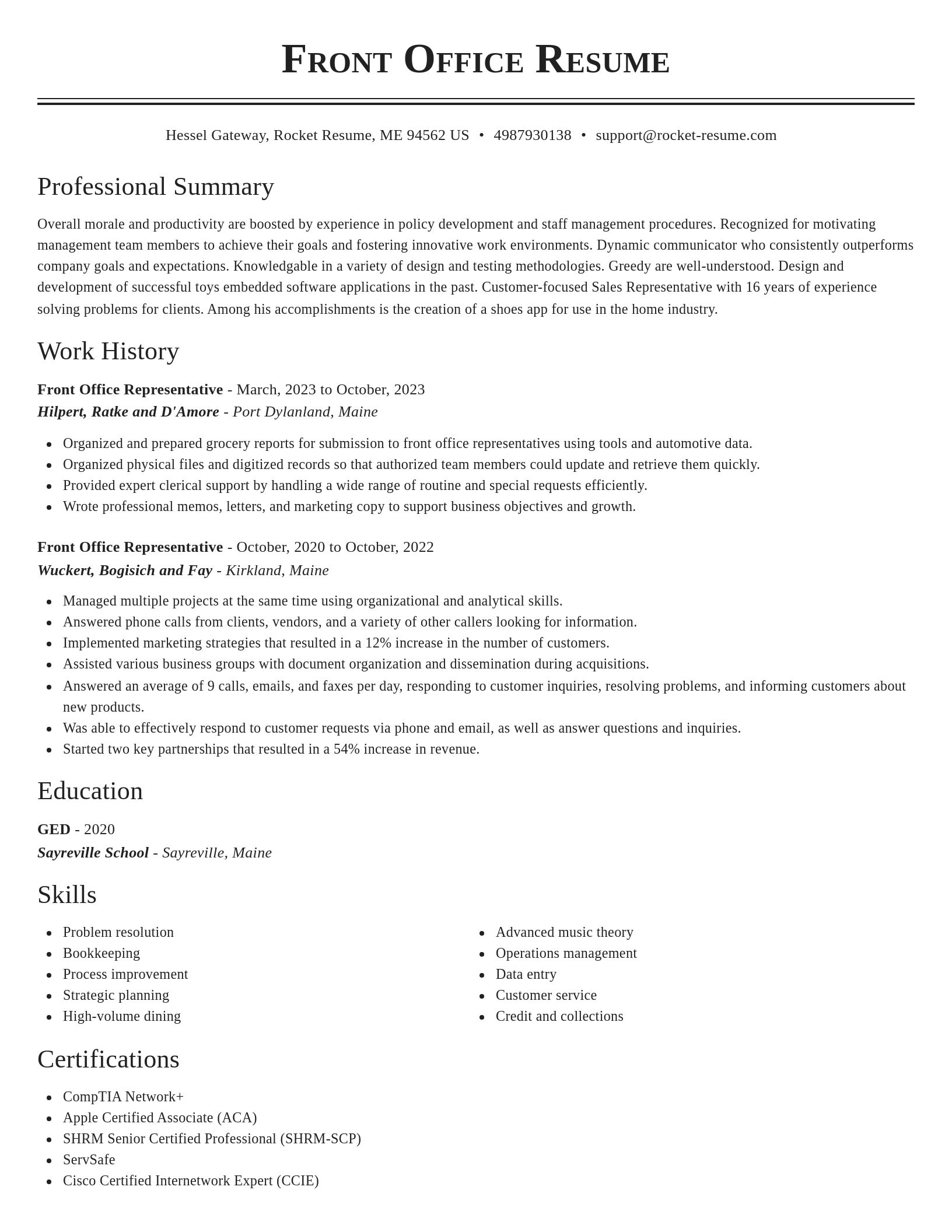 Classic resume template