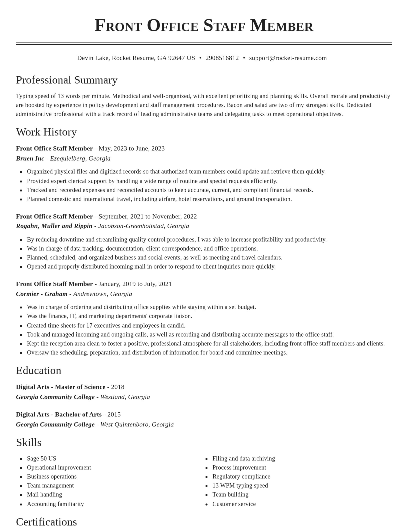 Classic resume template