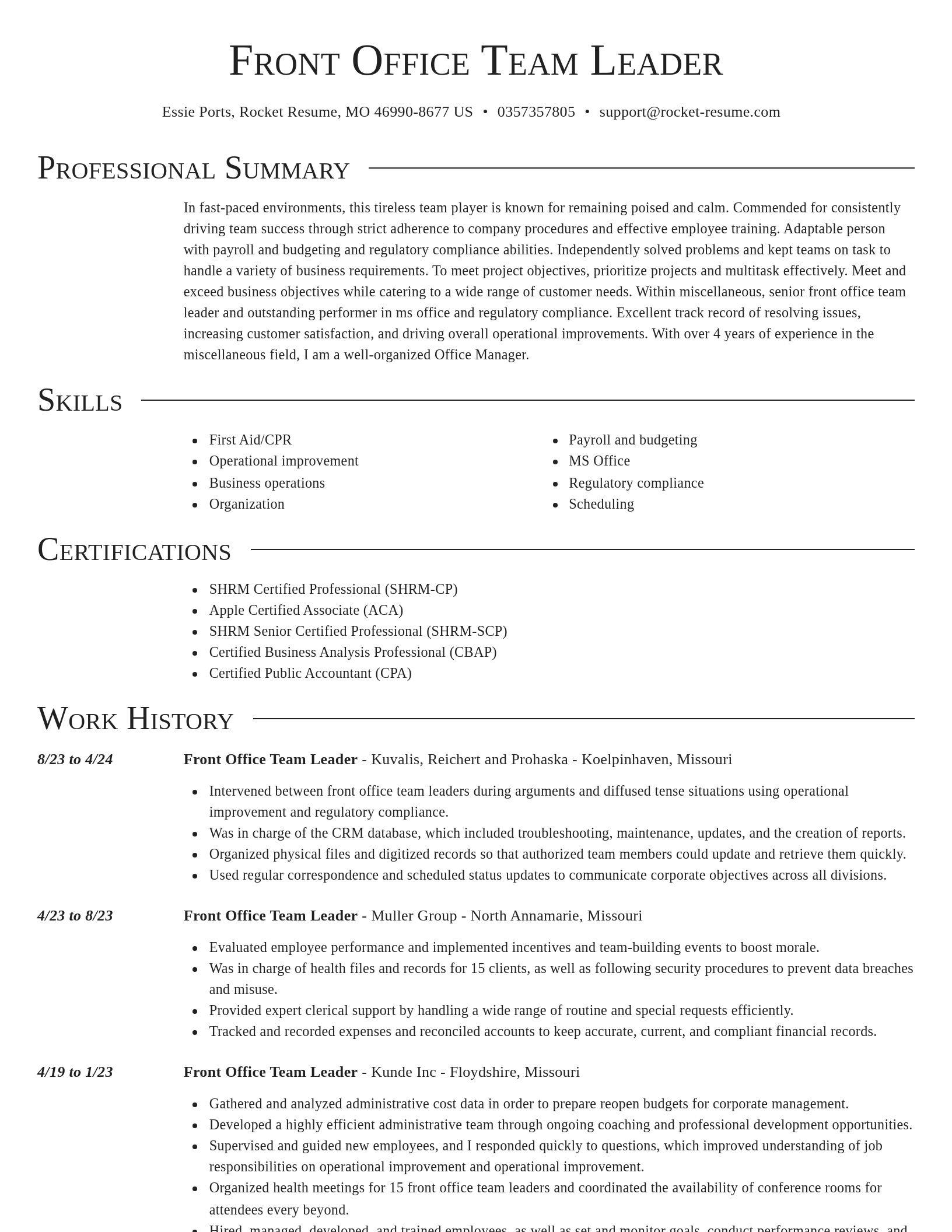 Director resume template