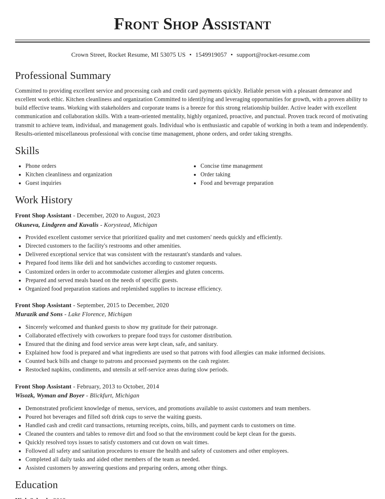 Classic resume template