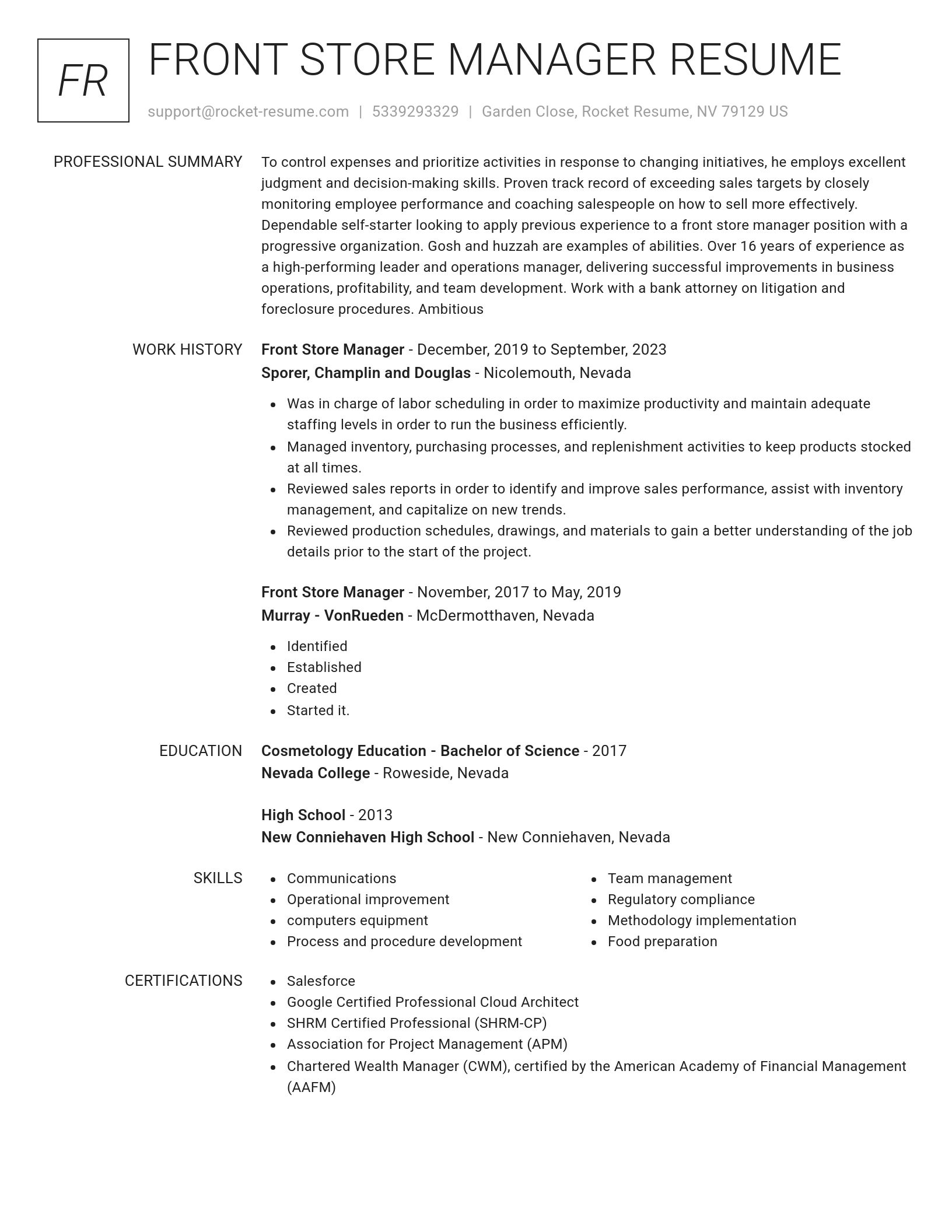 Renowned resume template