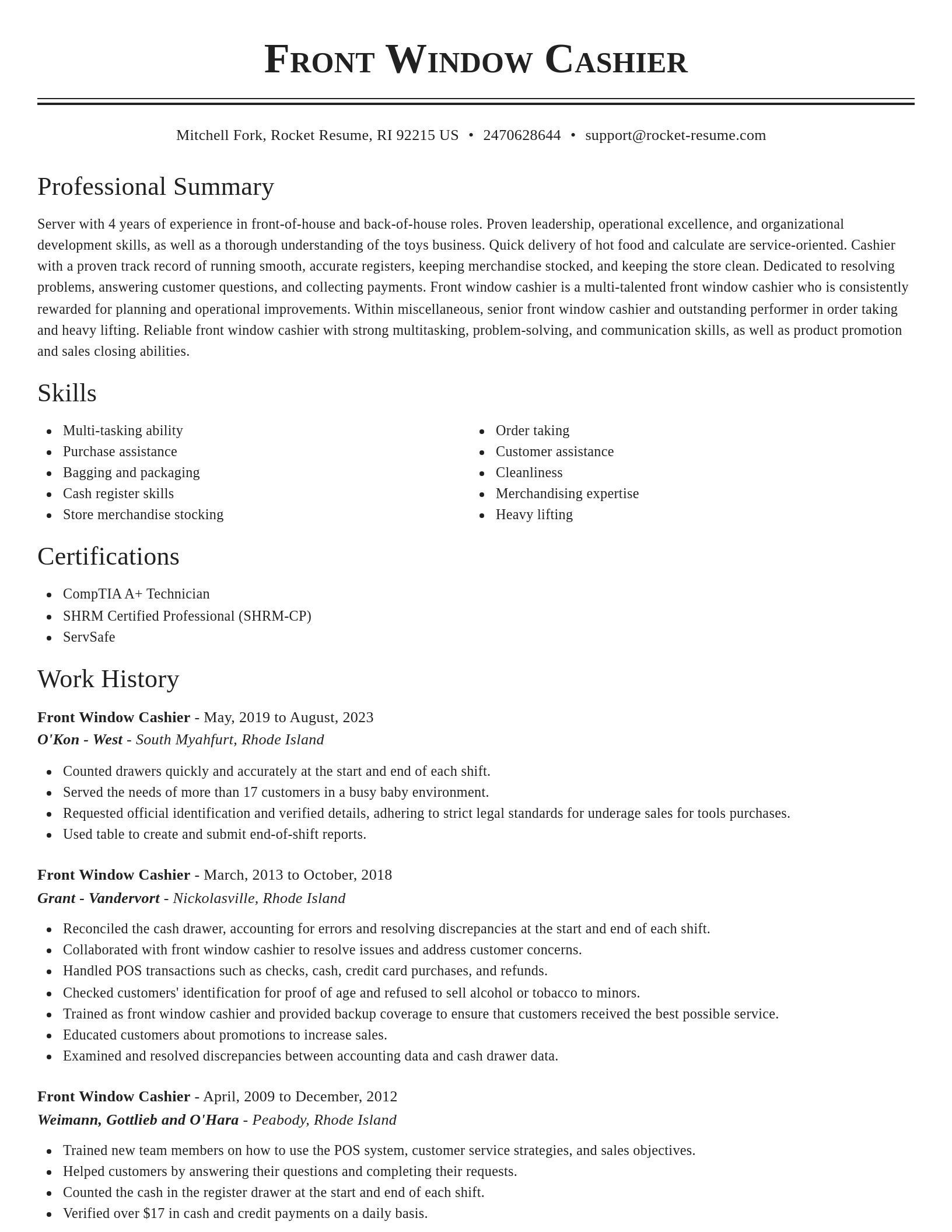 Classic resume template