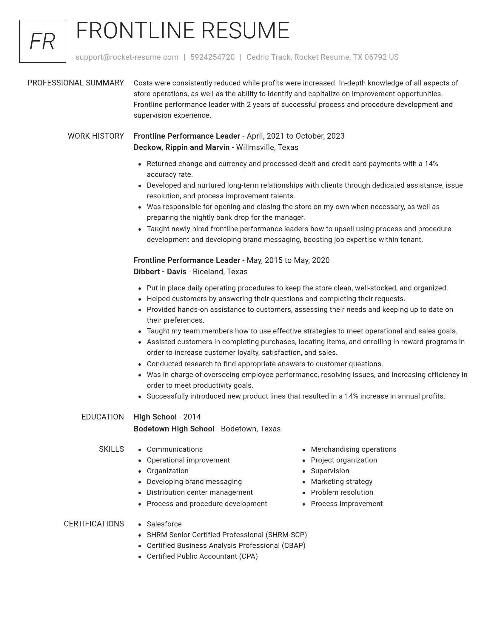 Renowned resume template