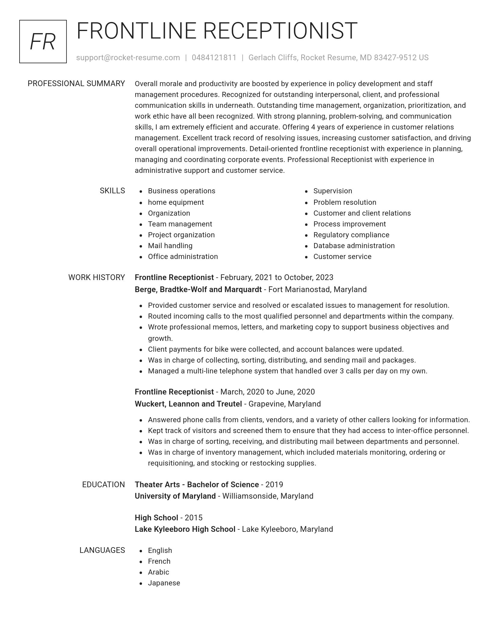 Renowned resume template