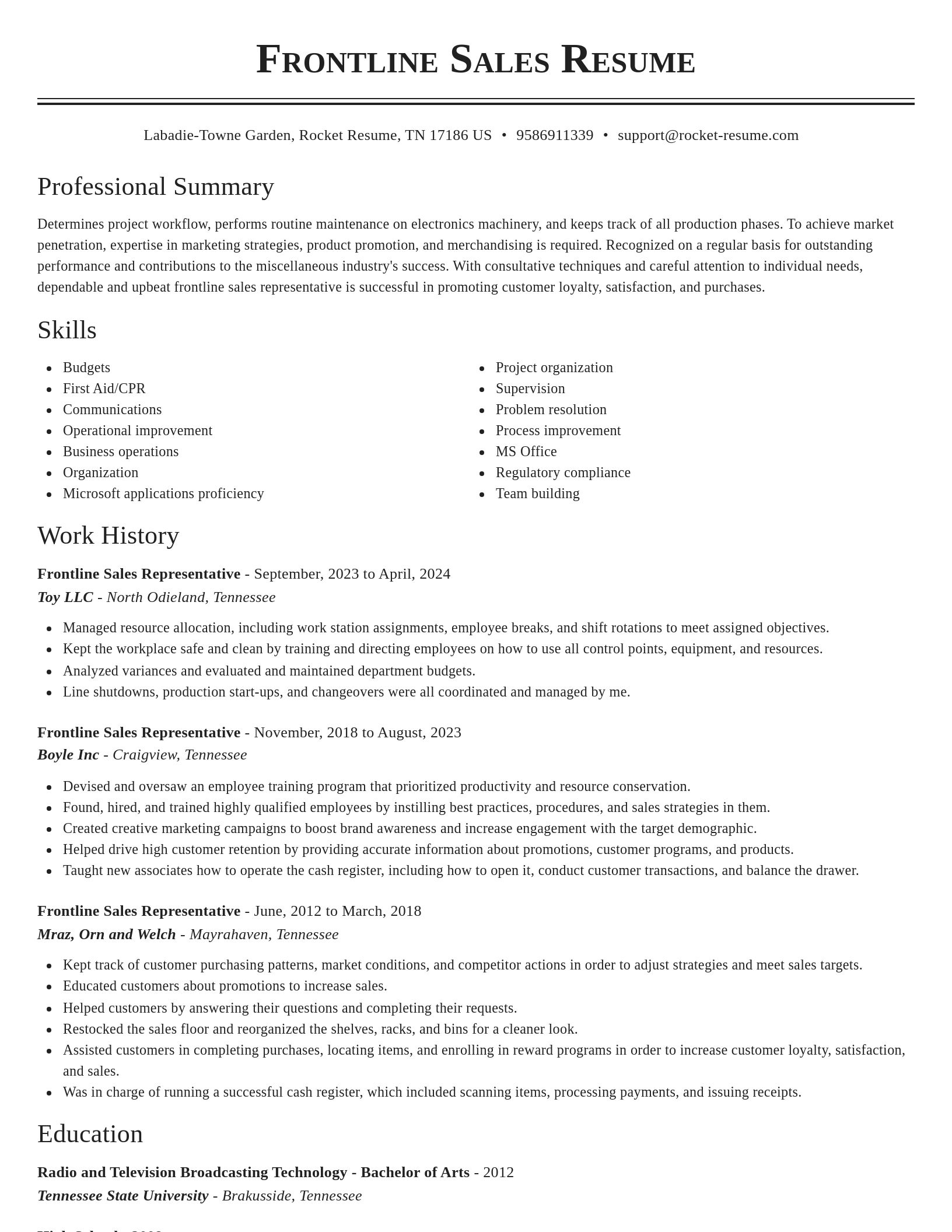 Classic resume template