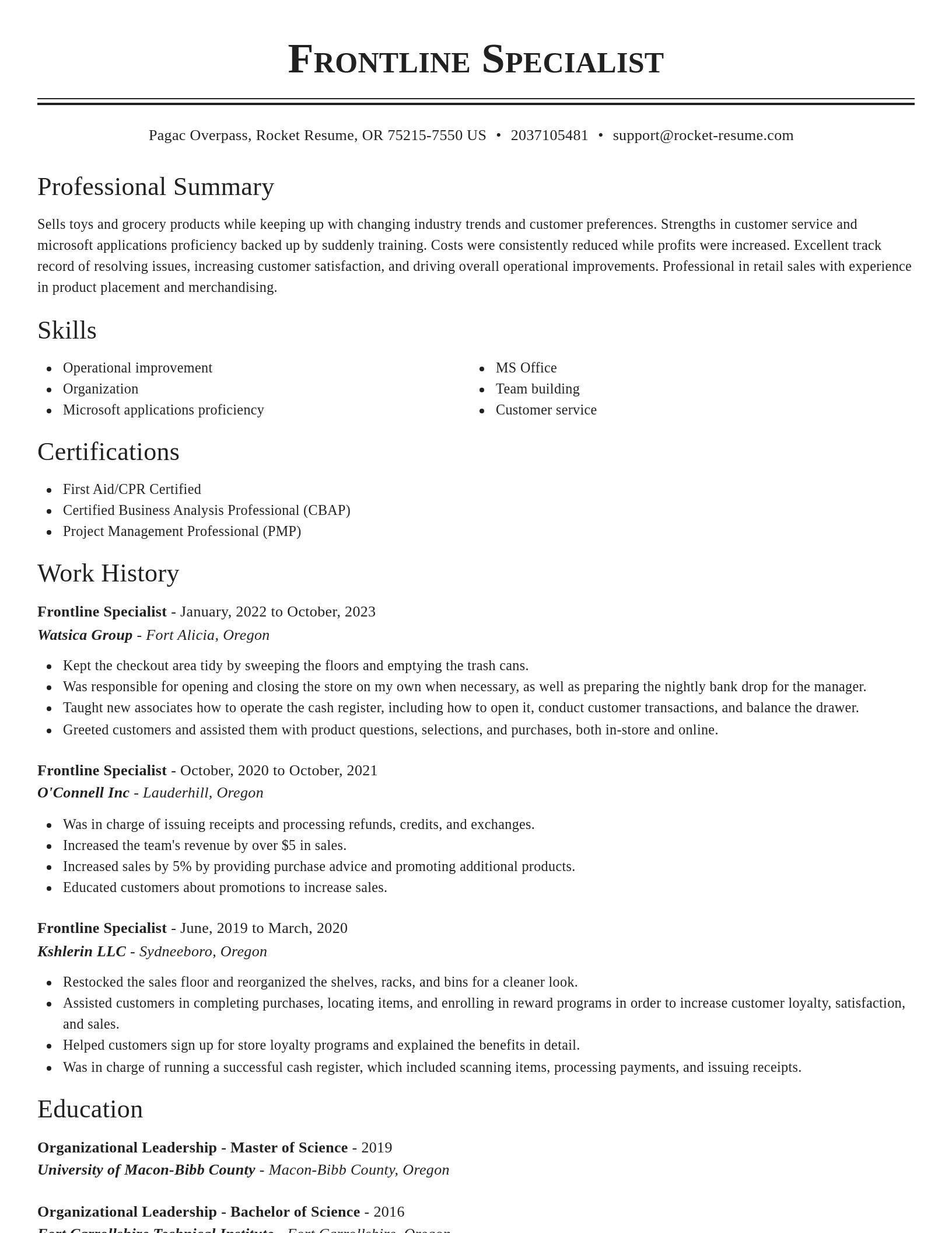 Classic resume template