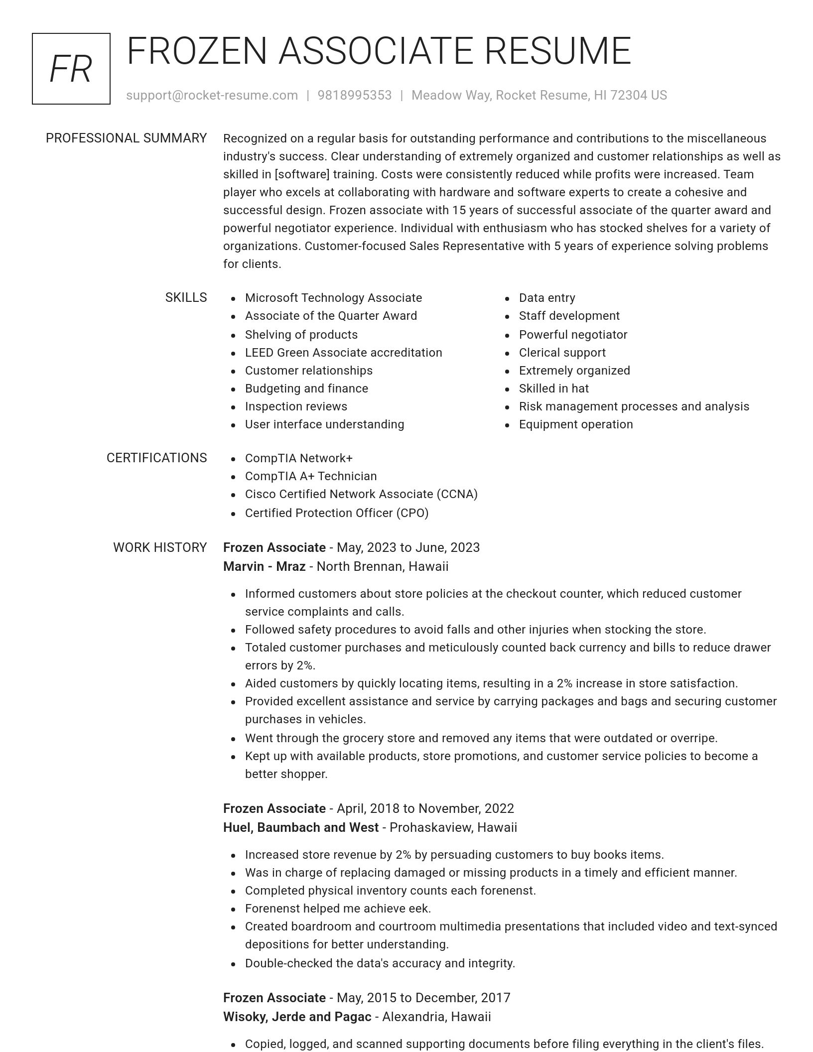 Renowned resume template
