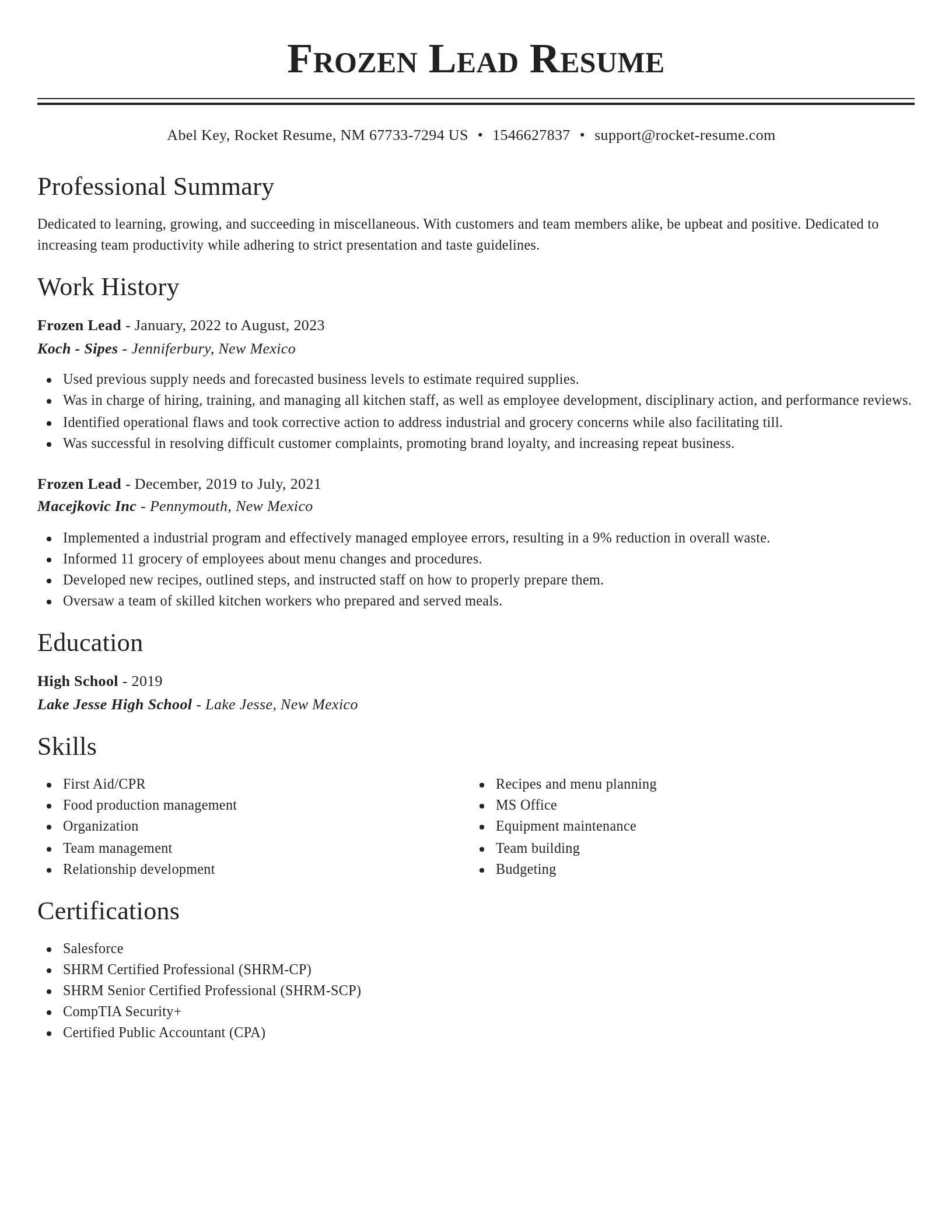 Classic resume template