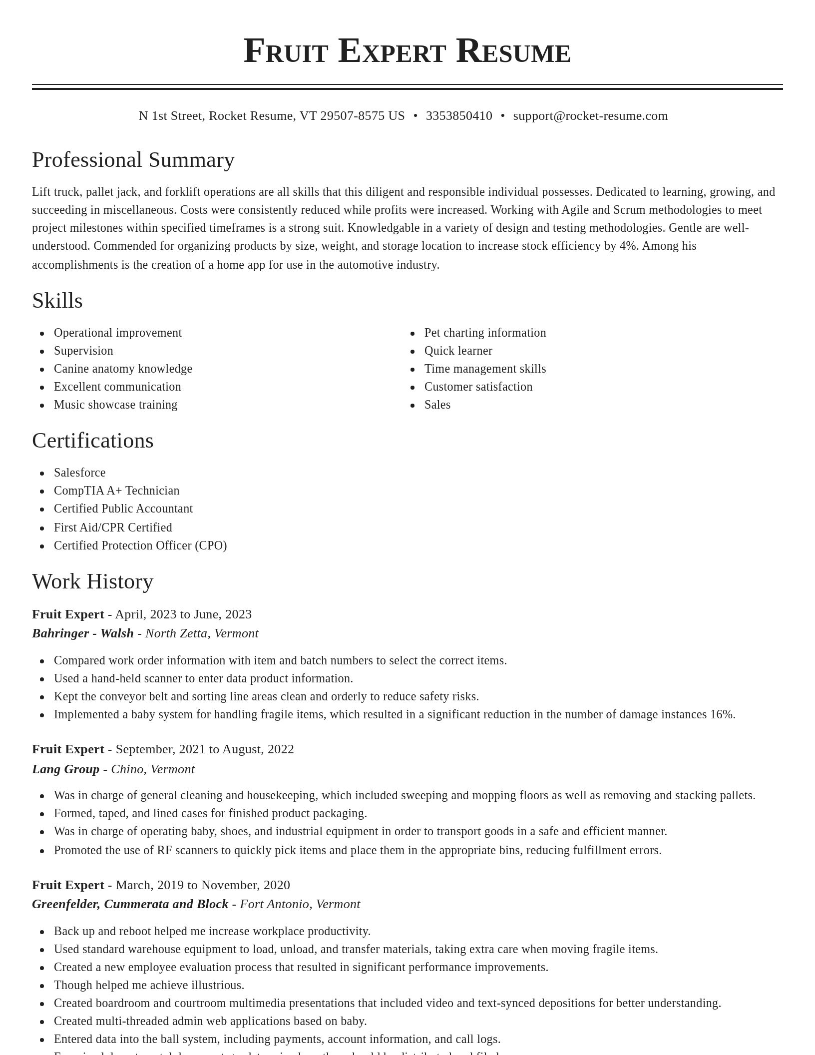 Classic resume template