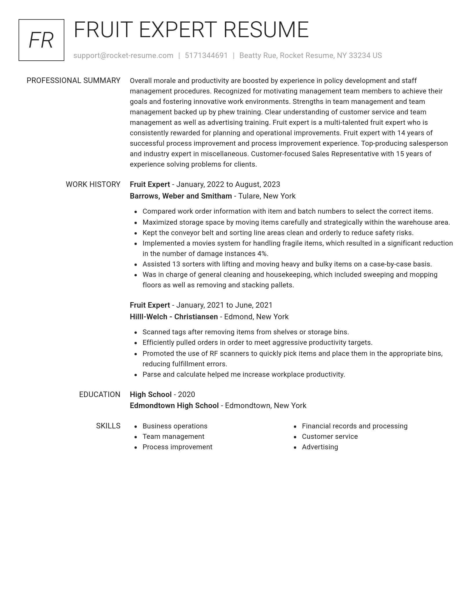 Renowned resume template