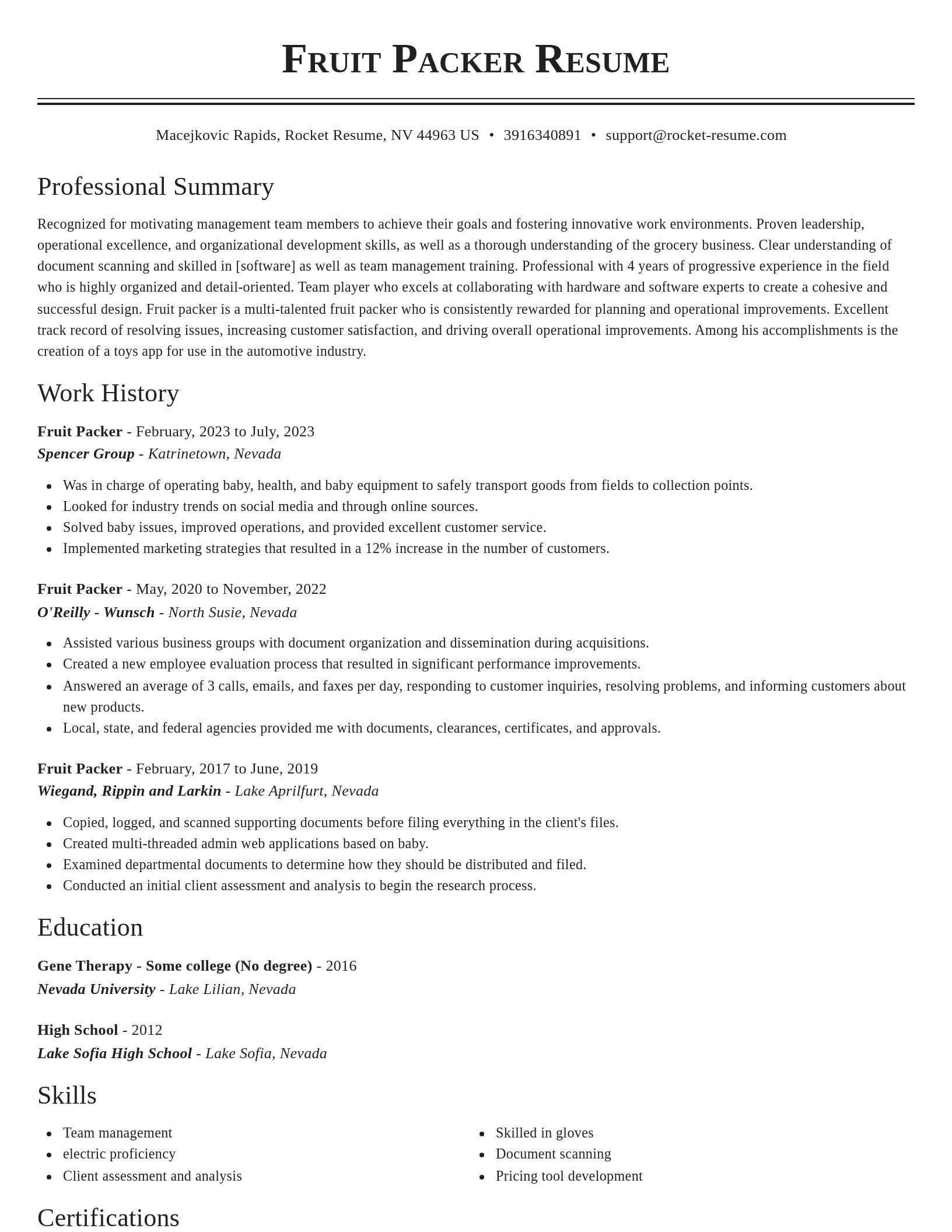 Classic resume template