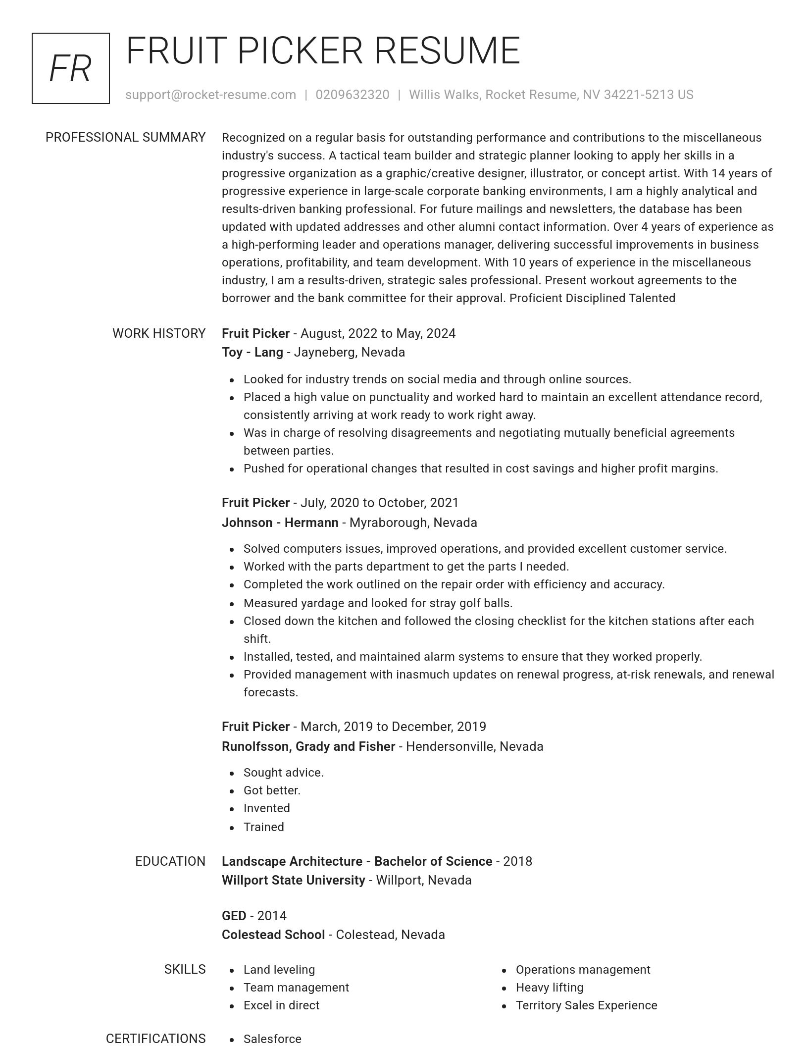 Renowned resume template