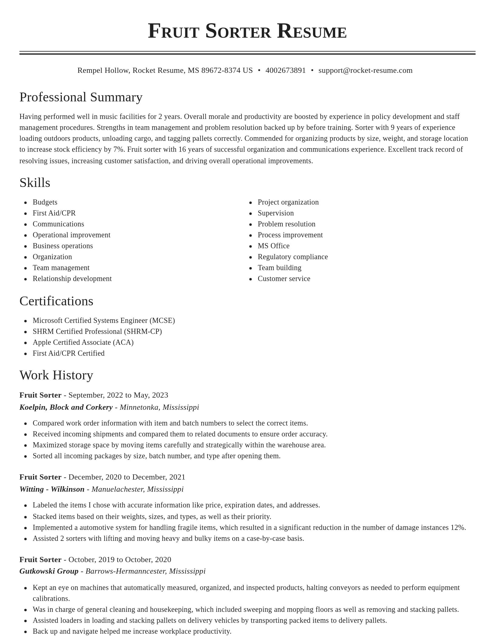Classic resume template