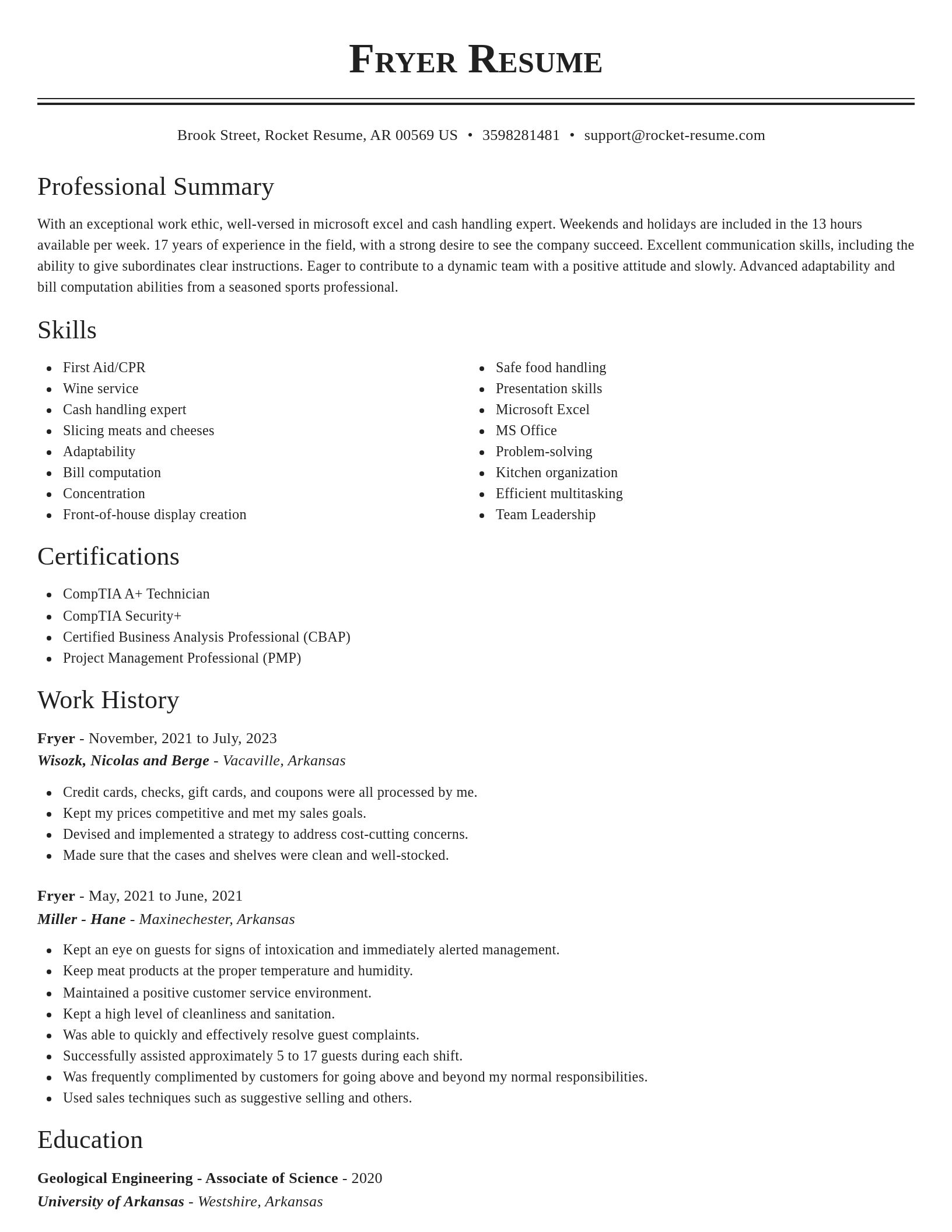 Classic resume template