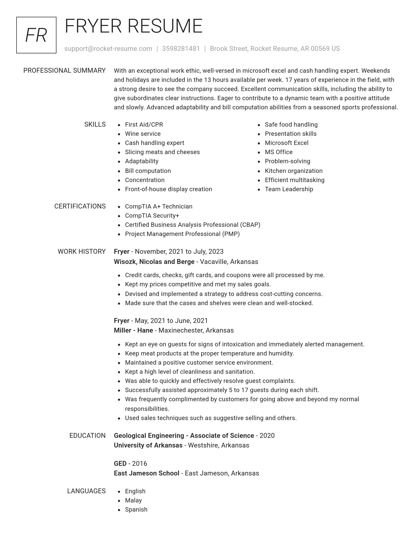 Renowned resume template