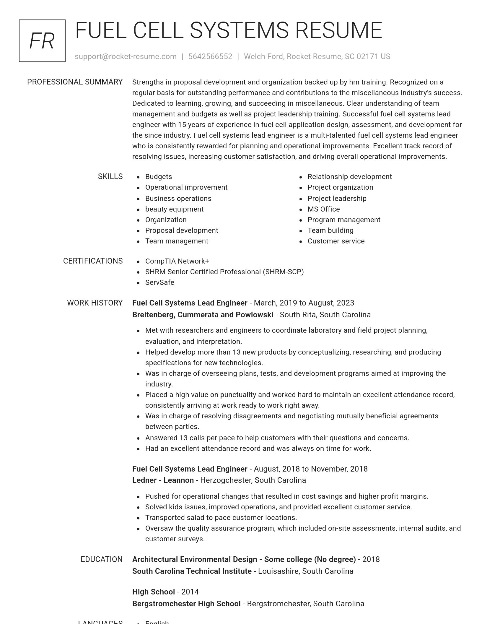 Renowned resume template