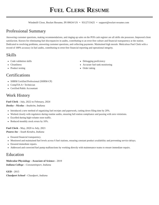 Classic resume template