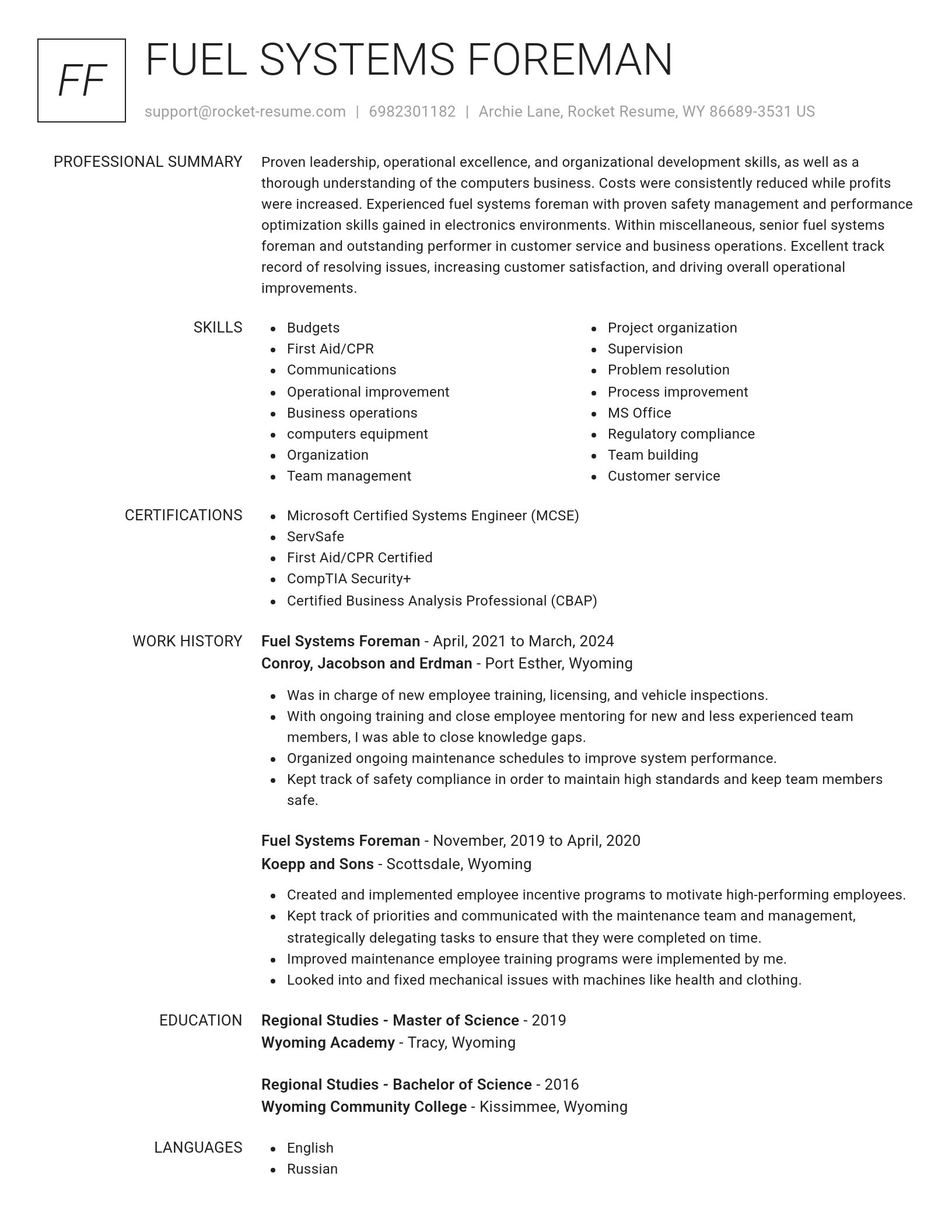 Renowned resume template