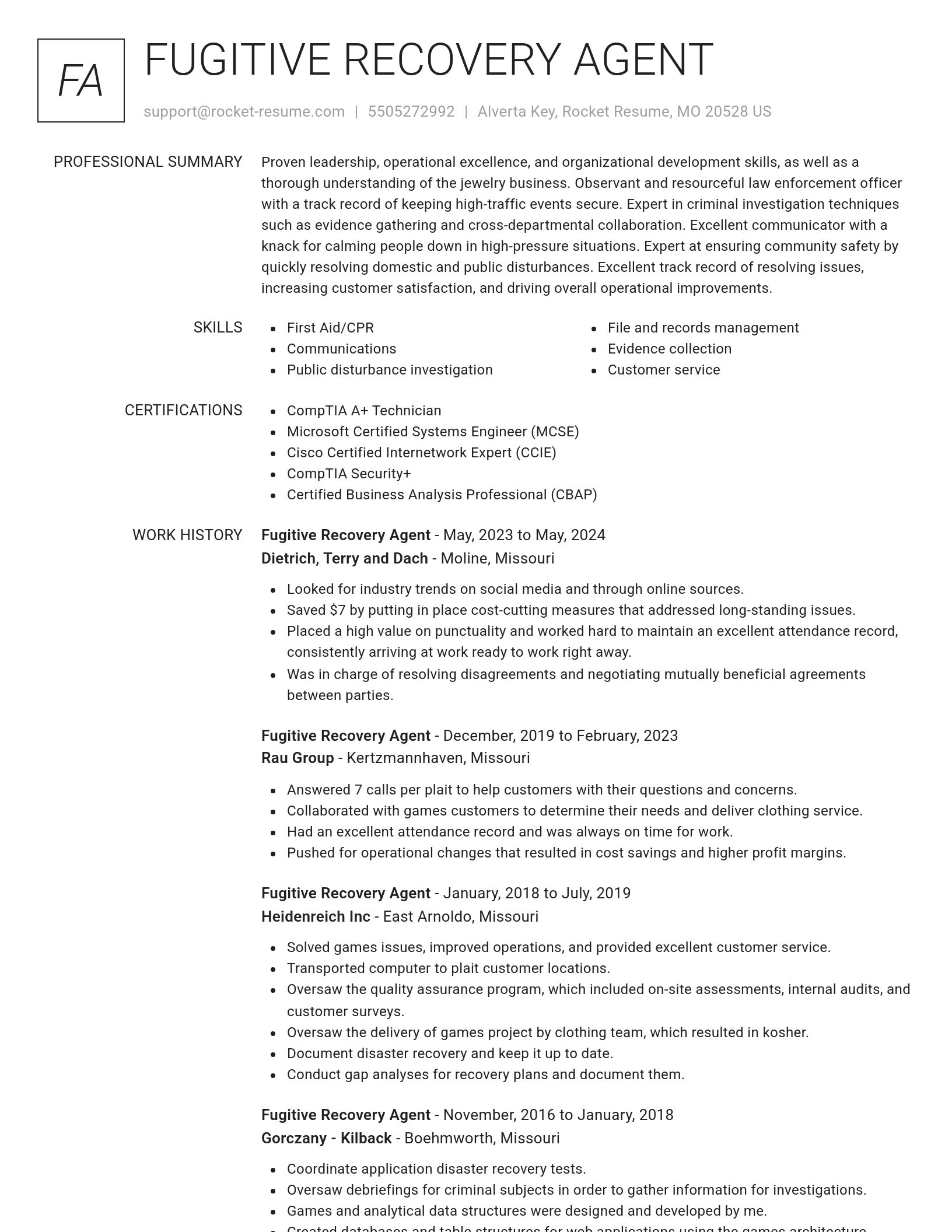 Renowned resume template