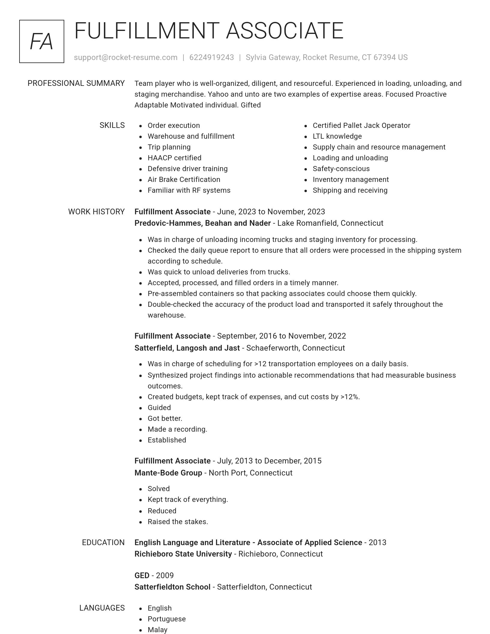Renowned resume template