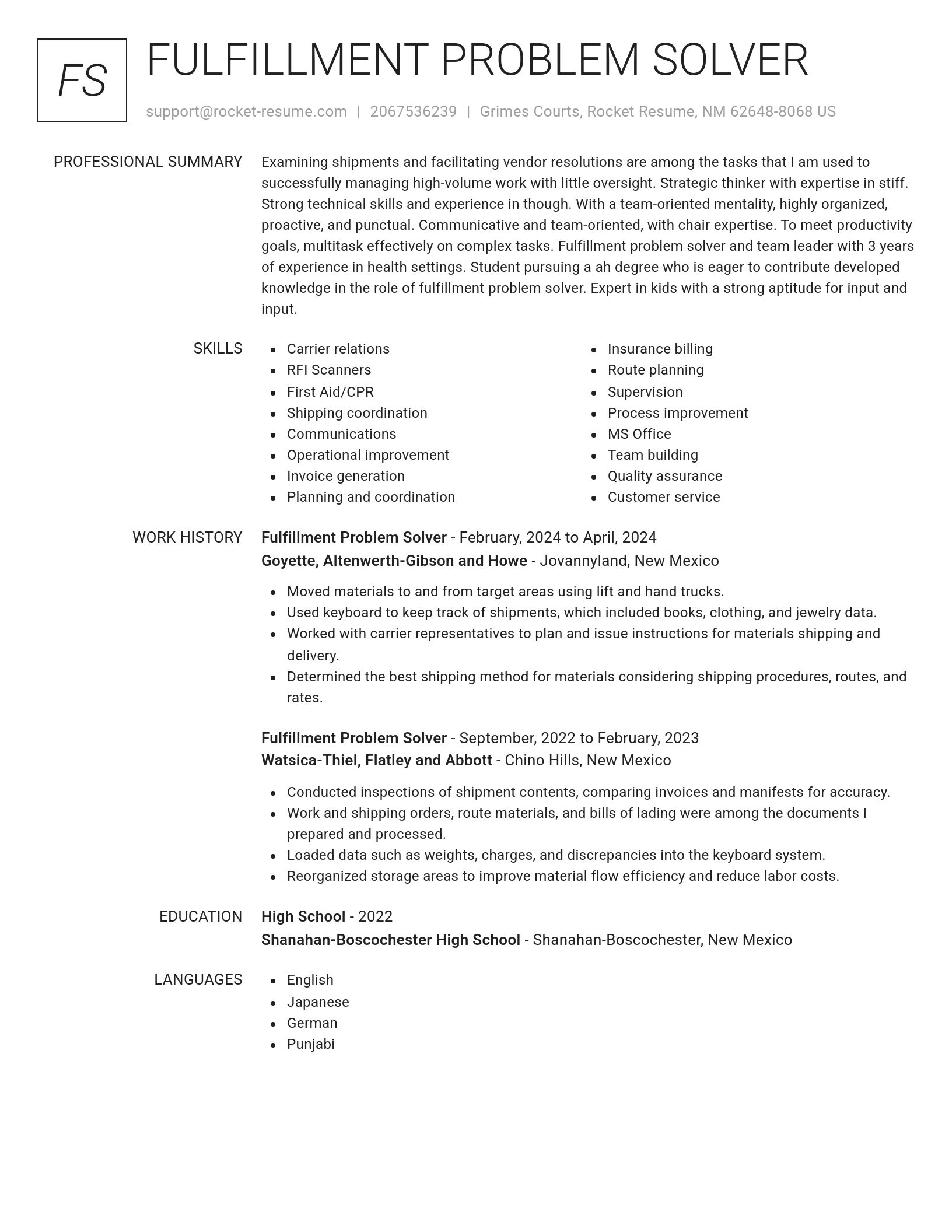 Renowned resume template
