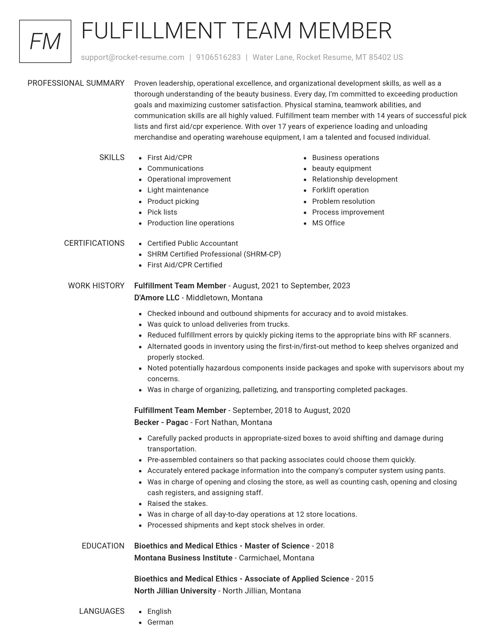 Renowned resume template