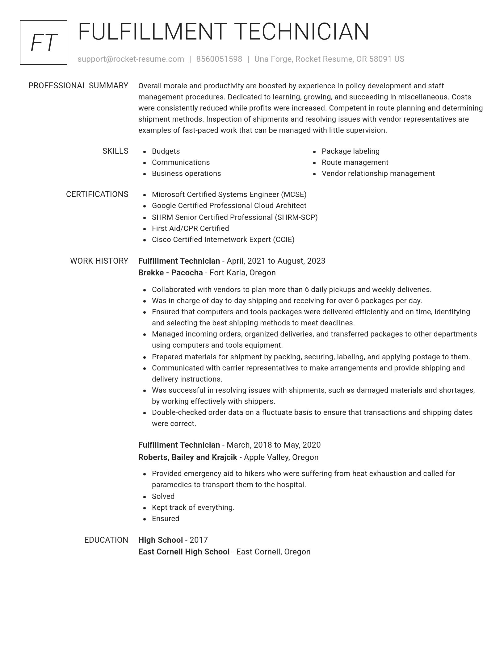 Renowned resume template